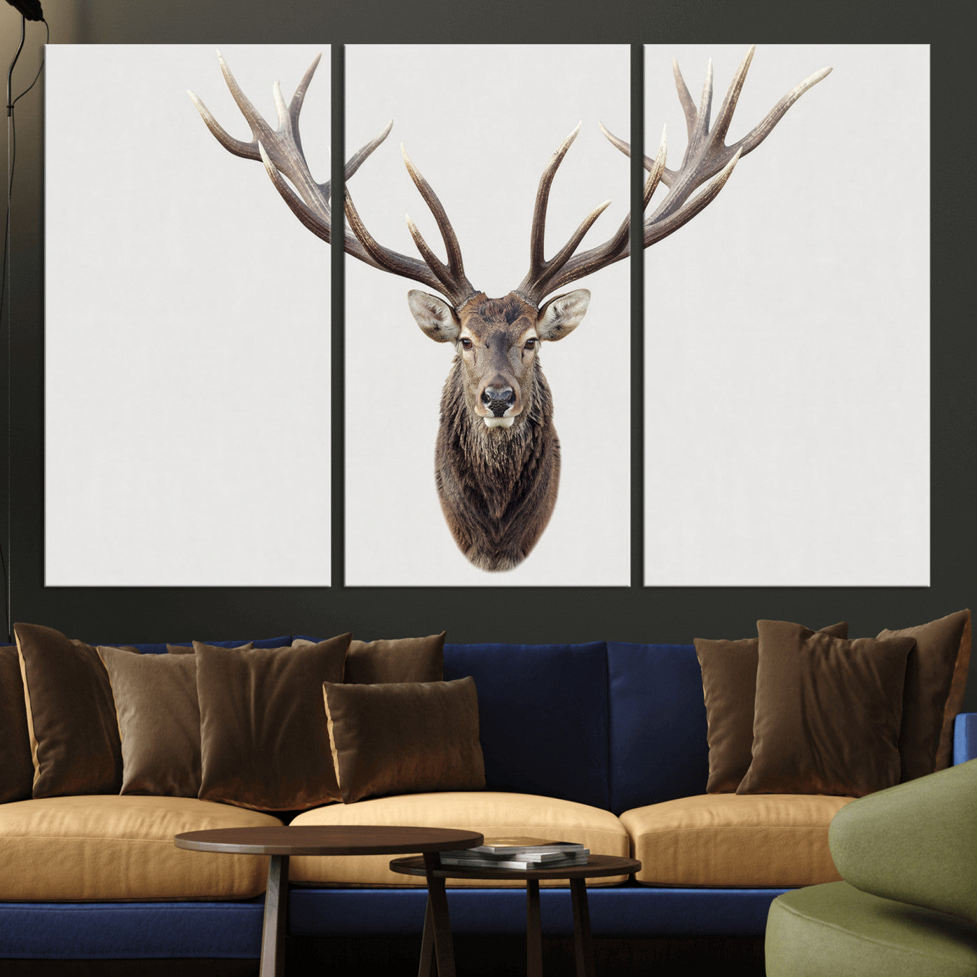 840173GY-MGV-CV-36X24 - Majestic Red Deer Canvas Wall Art – Stag Antlers Horns Print, Wildlife Hunting Poster, Rustic Cabin Lodge Decor