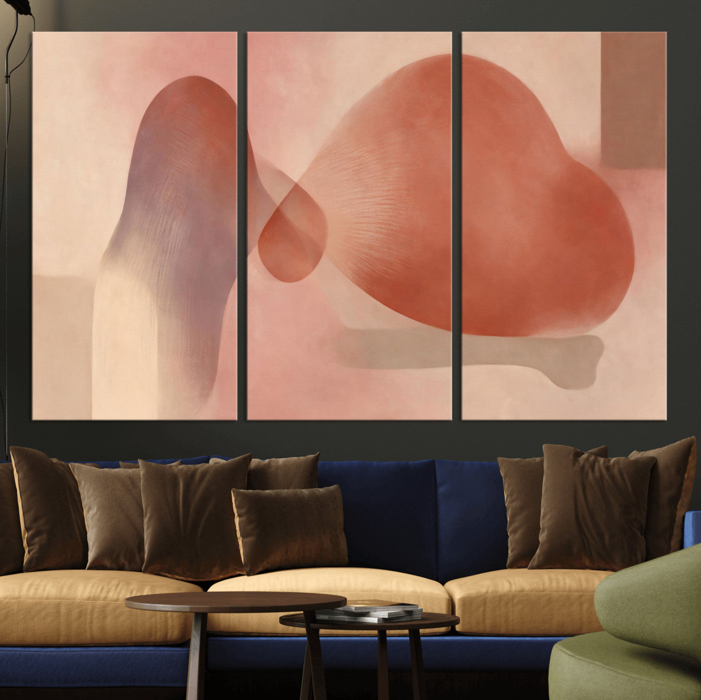 85110643-MGV-CV-36X24 - Vinna Begin Calin Biomorphic Abstract Wall Art Canvas Print, Terracotta Pink Organic Shapes Art Painting Print