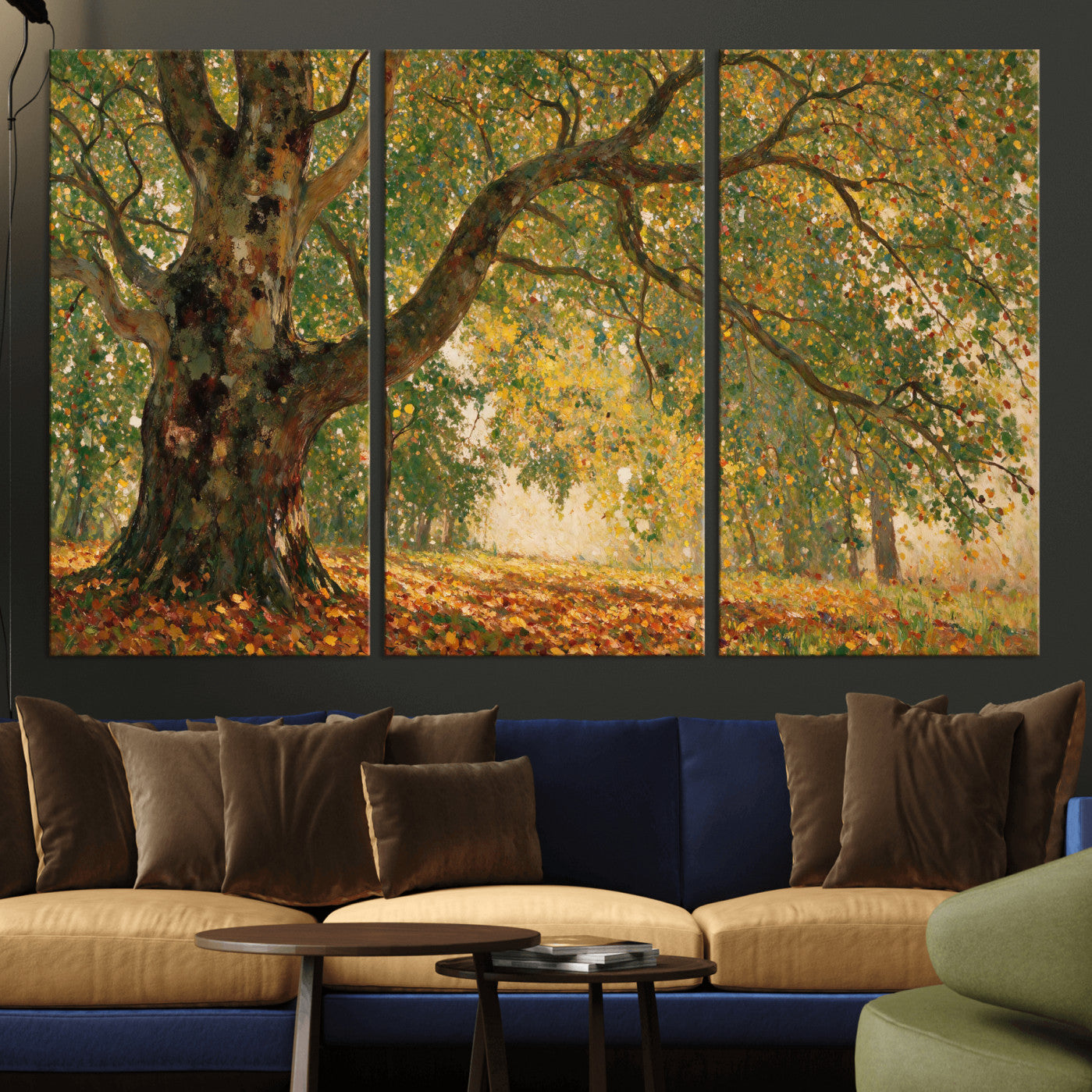 52555601-MGV-CV-36X24 - Claude Monet Style The Bodmer Oak Fontainebleau Forest Wall Art Canvas Print, Autumn Landscape Painting Print