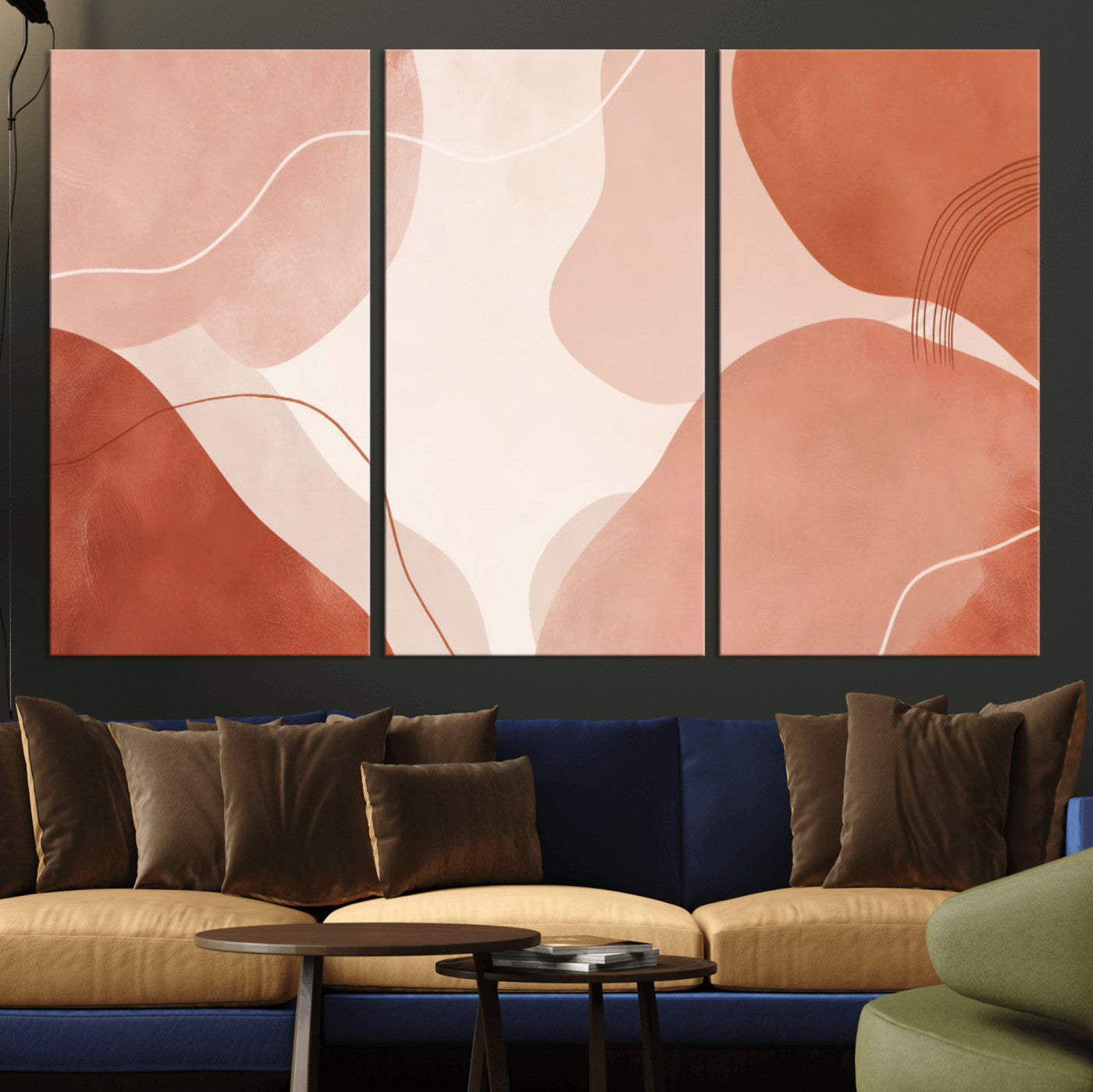 17685421-MGV-CV-36X24 - Abstract Boho Terracotta Wall Art Canvas Print, Mid Century Minimalist Painting Print