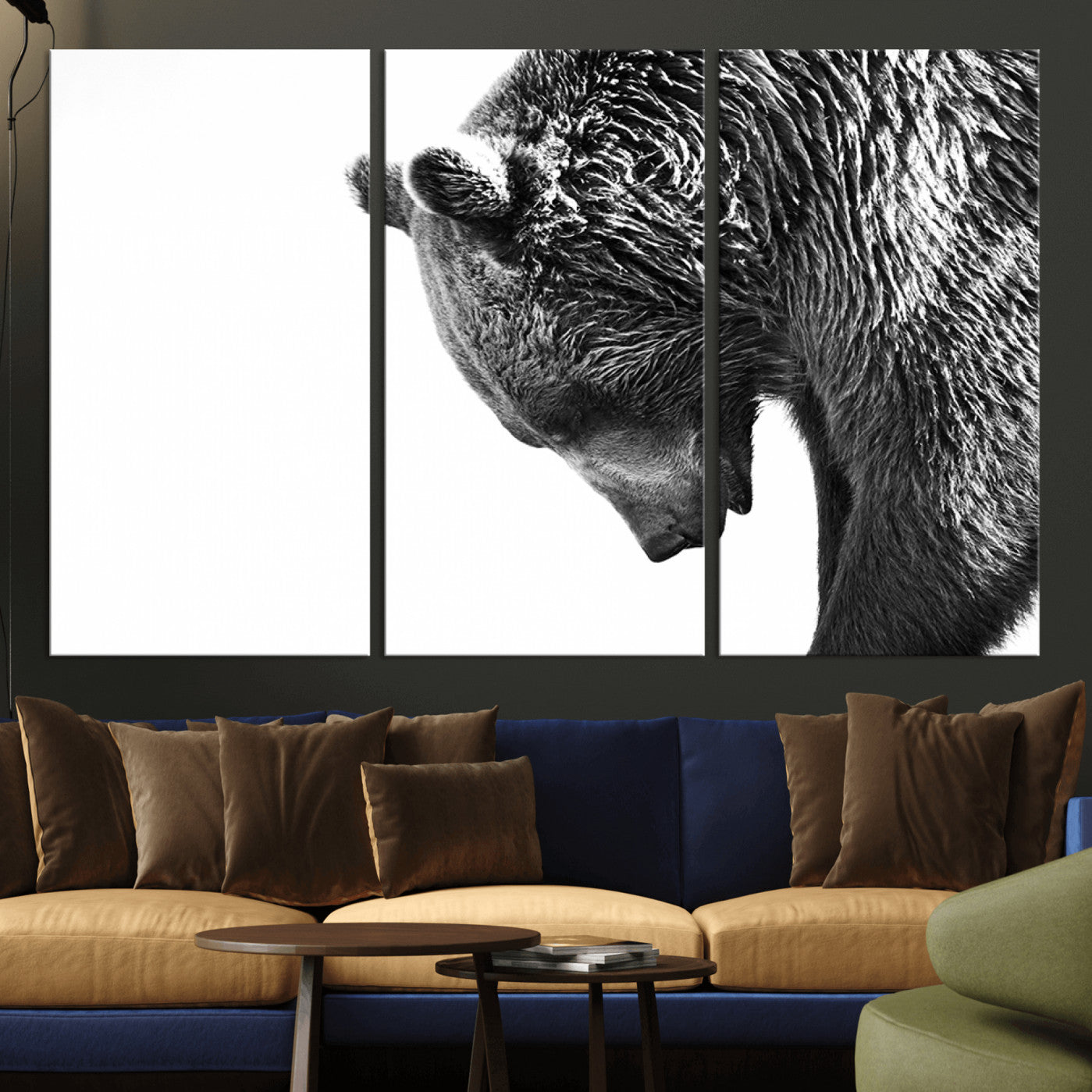 -Black and White Grizzly 399 Bear Canvas Print Wall Art | Large Wildlife Canvas Print for Living