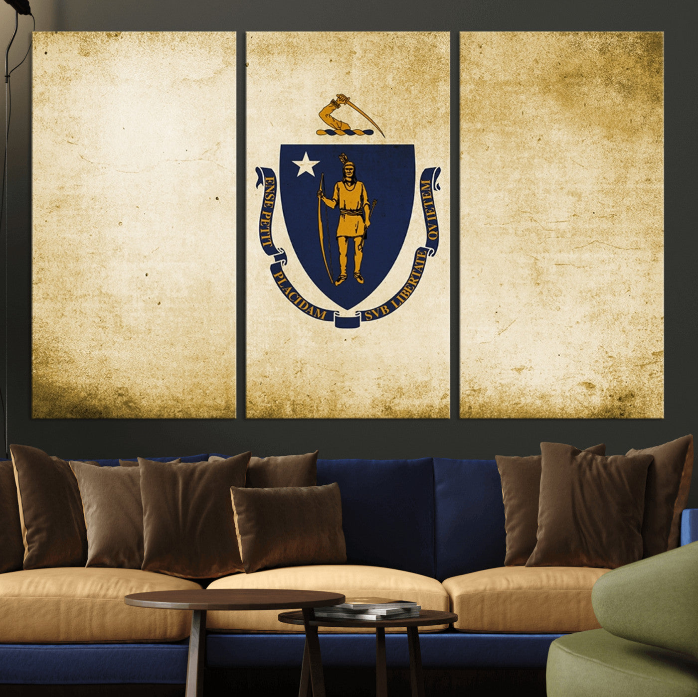 37316-MGV-CV-36X24-Massachusetts Flag Wall Art Canvas Print