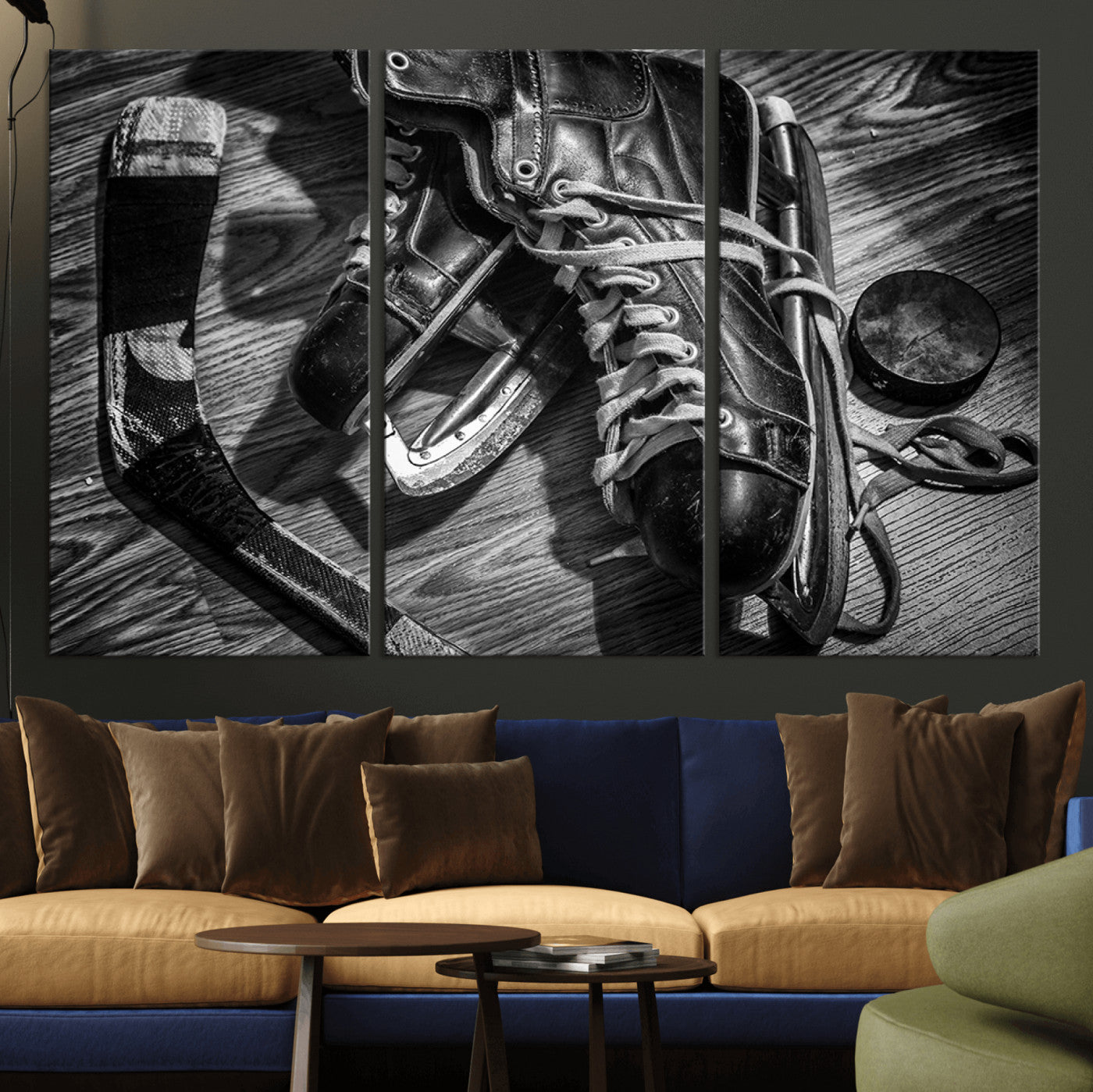 20553-MGV-CV-36X24-Old Pair of Mens Skates Wall Art Canvas, Men Skates Wall Art Print