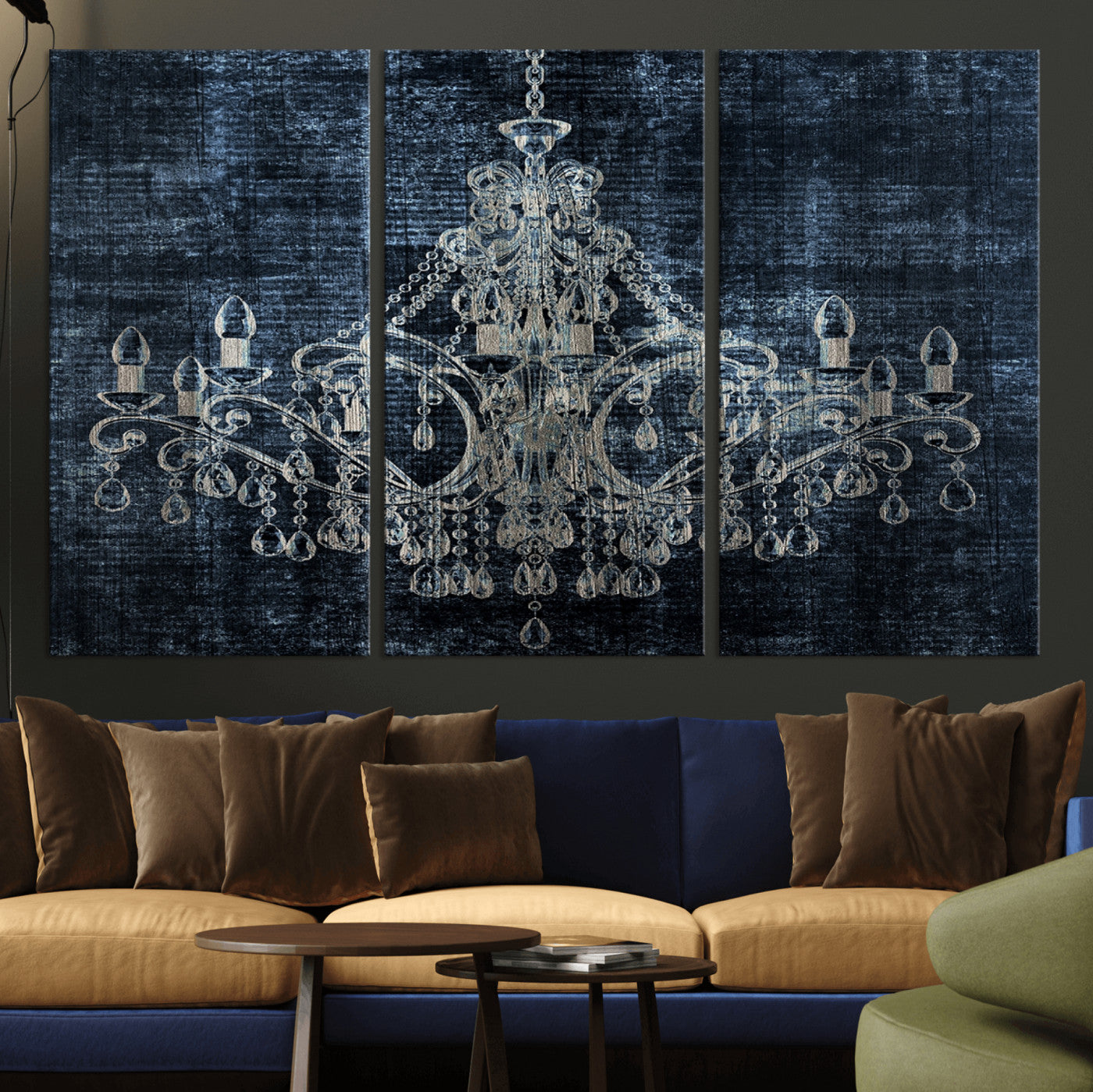 -Dark Chandelier Wall Art Canvas Print
