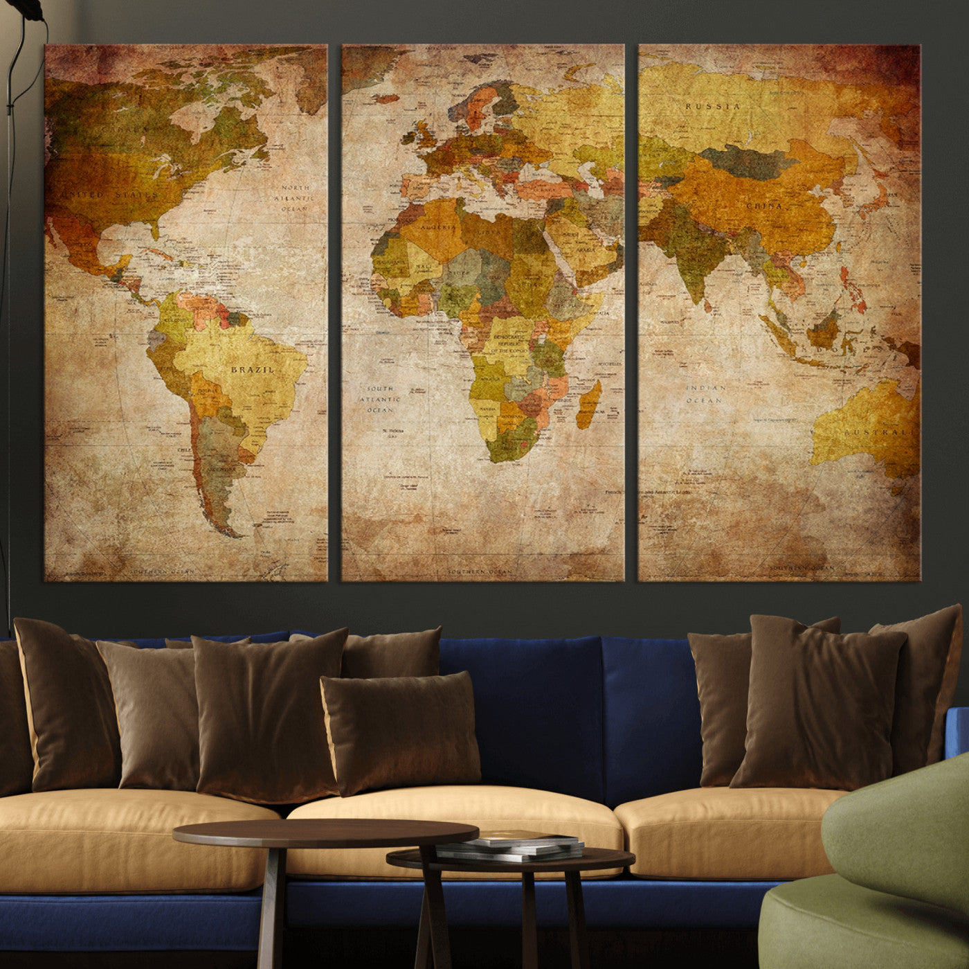 -Push Pin World Map Canvas Print – Travel Tracker Wall Art for Couples, Perfect Anniversary Gift for Home or Office Decor