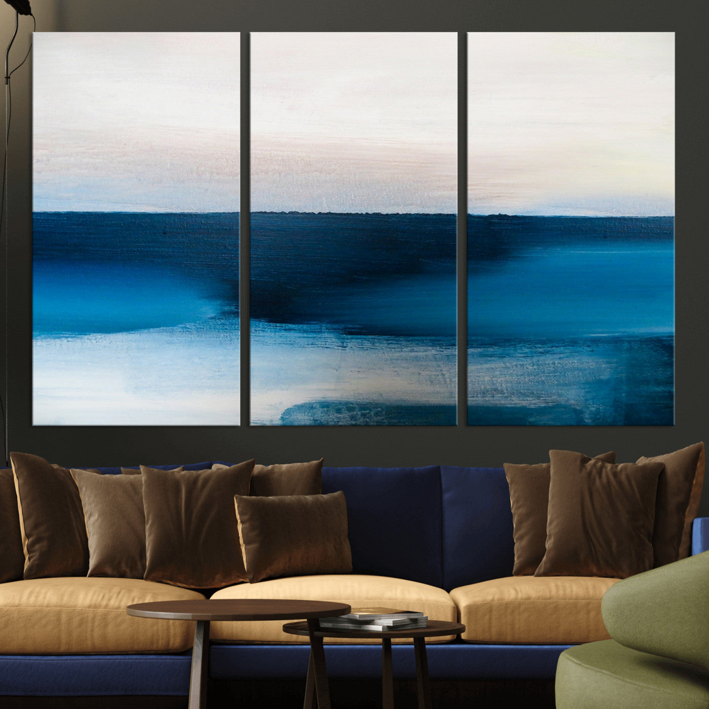 72452-MGV-CV-36X24-Dark Blue Abstract Wall Art Canvas Print