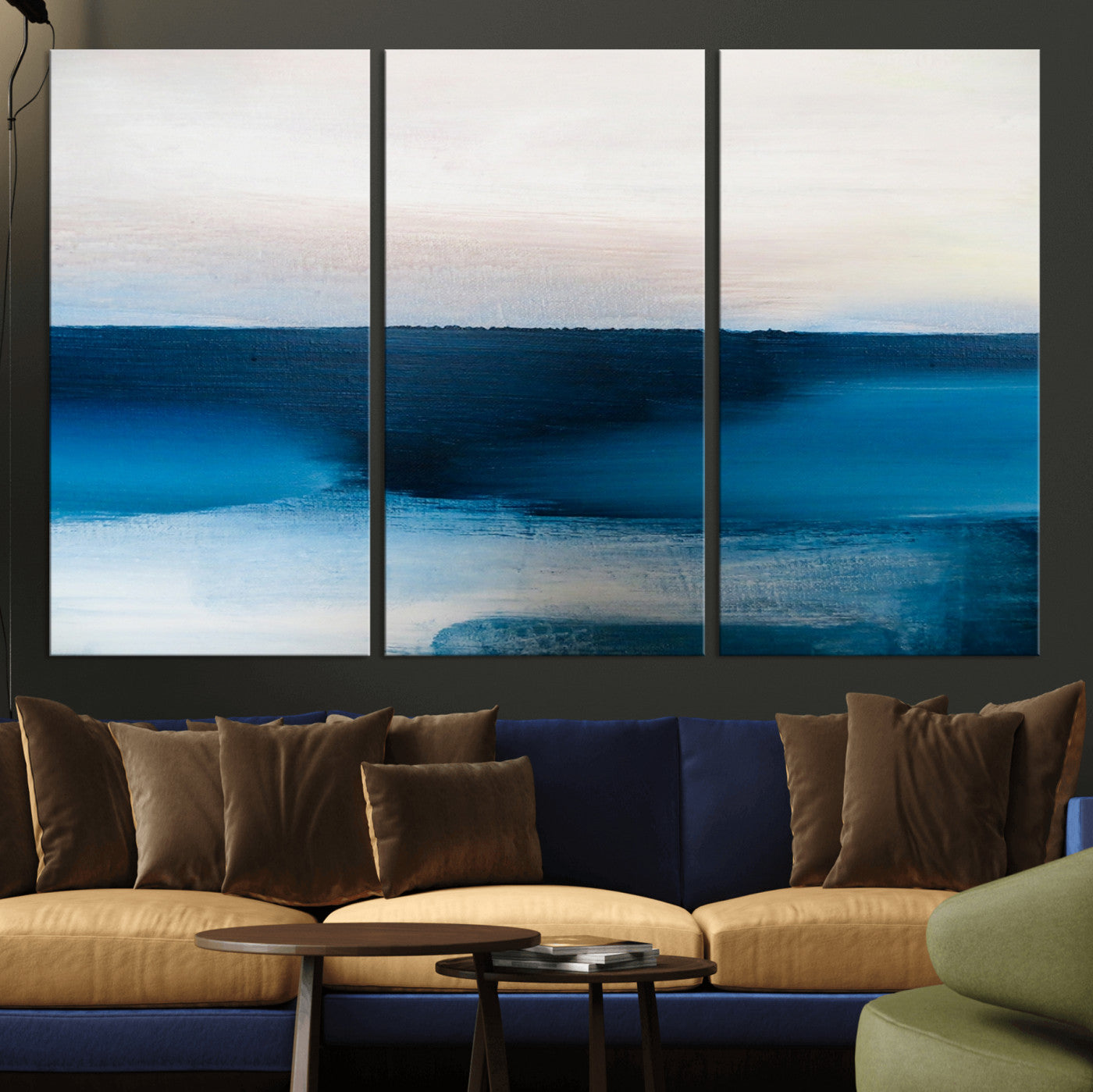 72452-MGV-CV-36X24-Dark Blue Abstract Wall Art Canvas Print