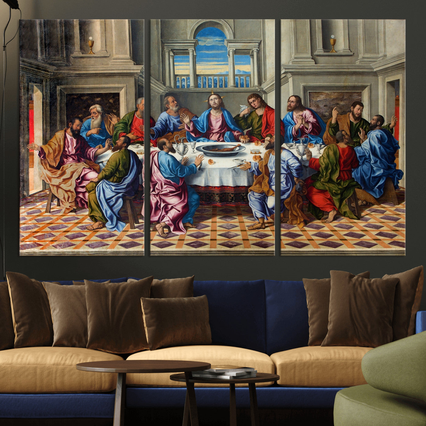 MGV-CV-48X32-3P - The Last Supper Multi Panel Canvas Wall Art