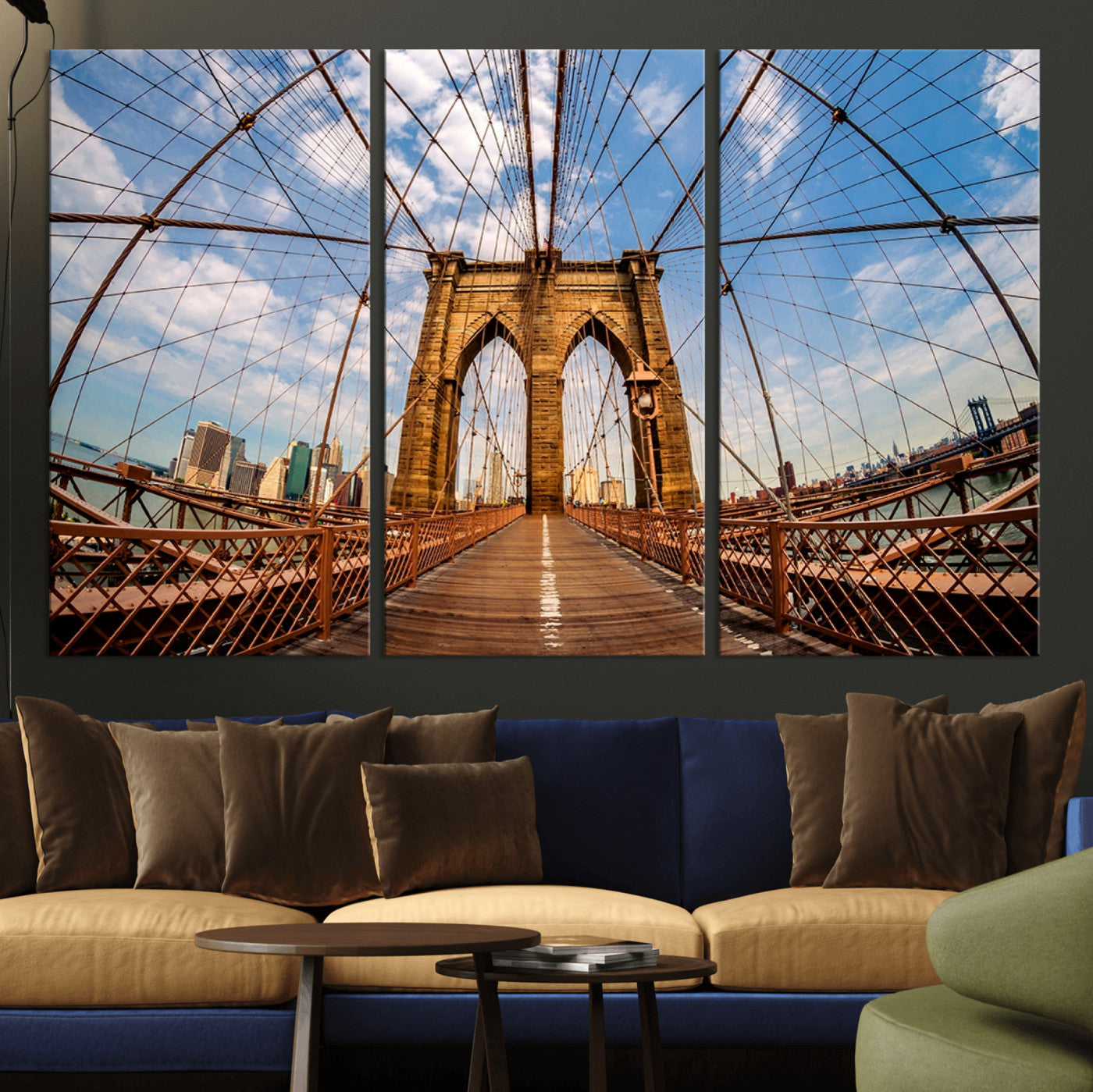 44467-MGV-CV-36X24-Brooklyn Bridge Manhattan Wall Art Canvas Print