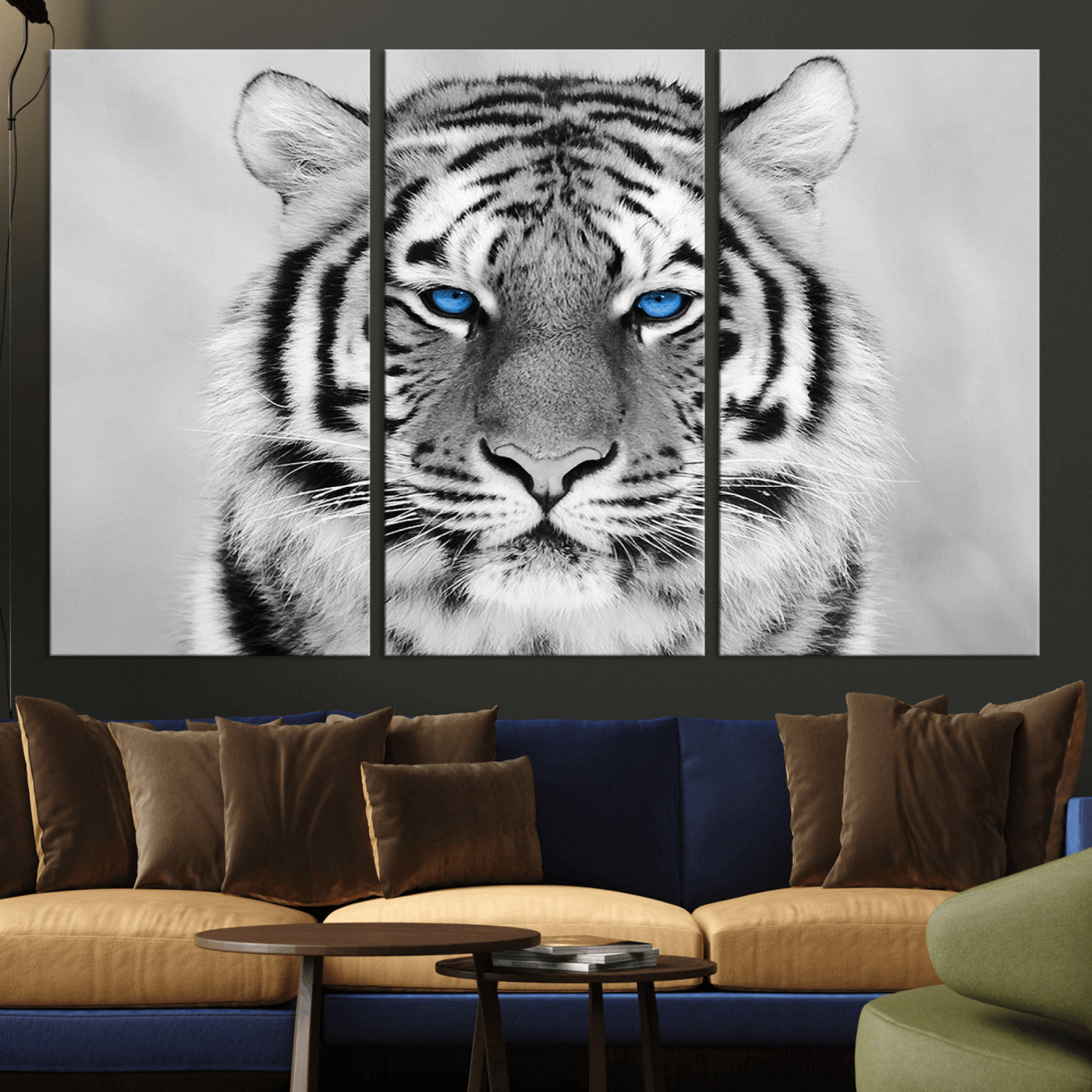 -Black and White Tiger Wall Art Animal Canvas Print