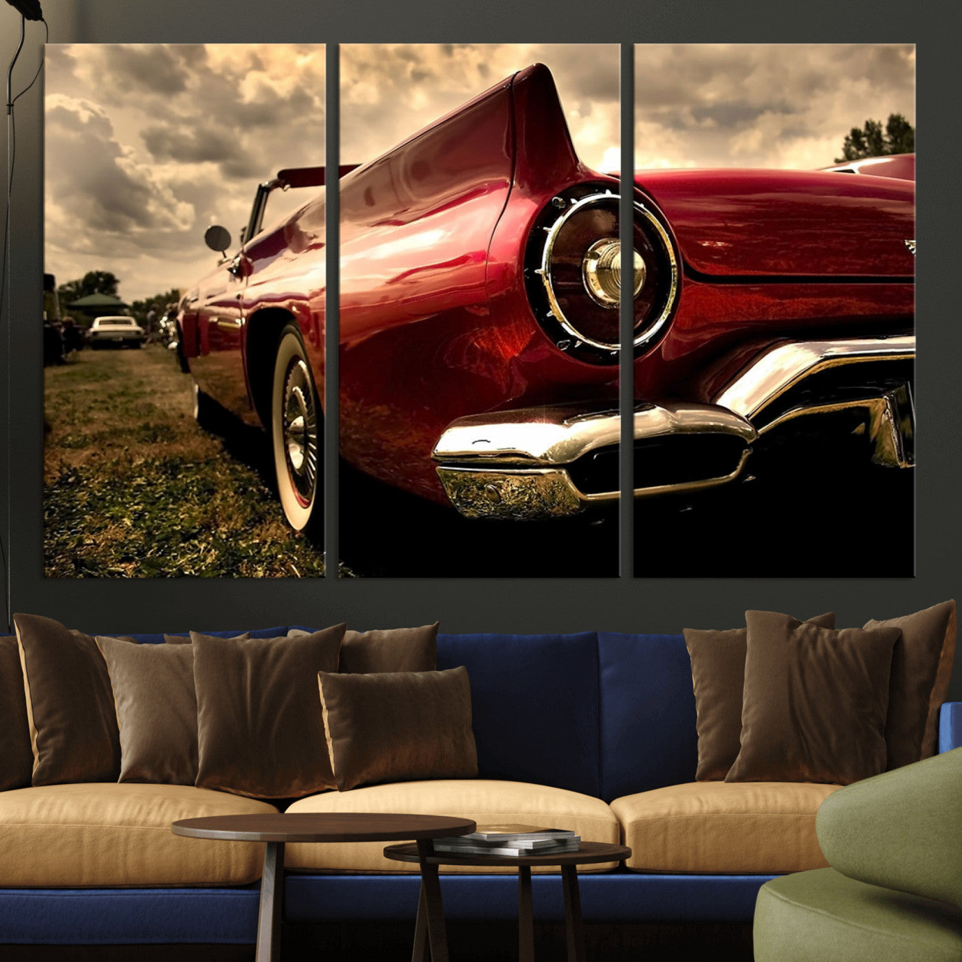 -Red Classic Car Wall Art Canvas Print