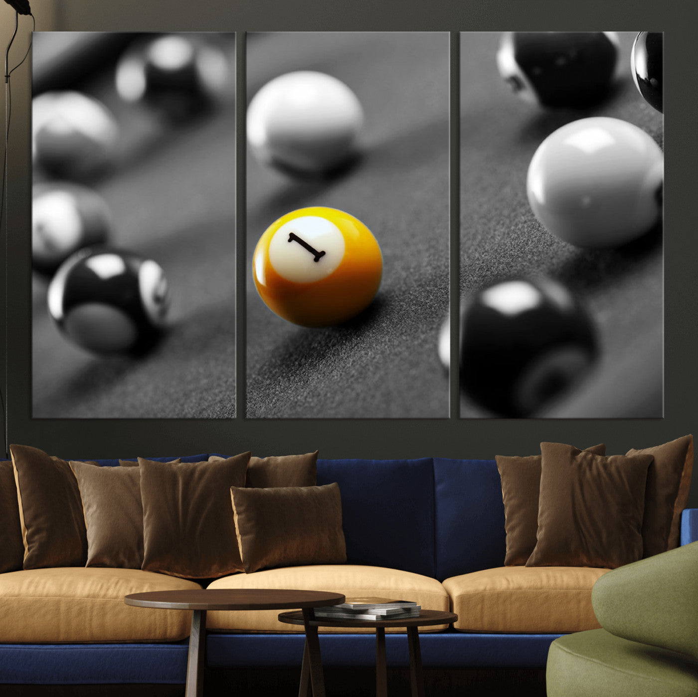 -Wall Art Pool Table and Balls Canvas Print