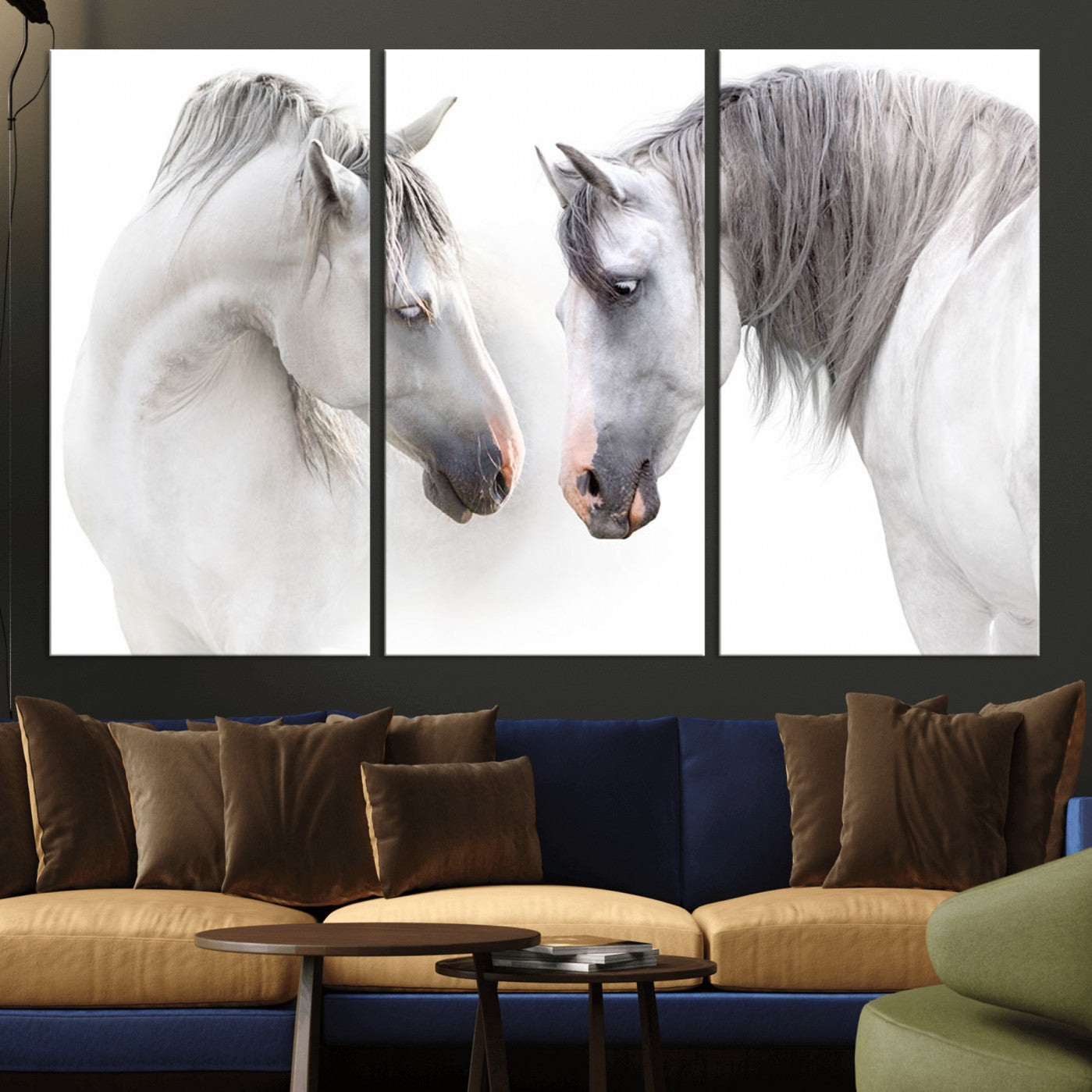 -White Horse Wall Art Animal Canvas Print