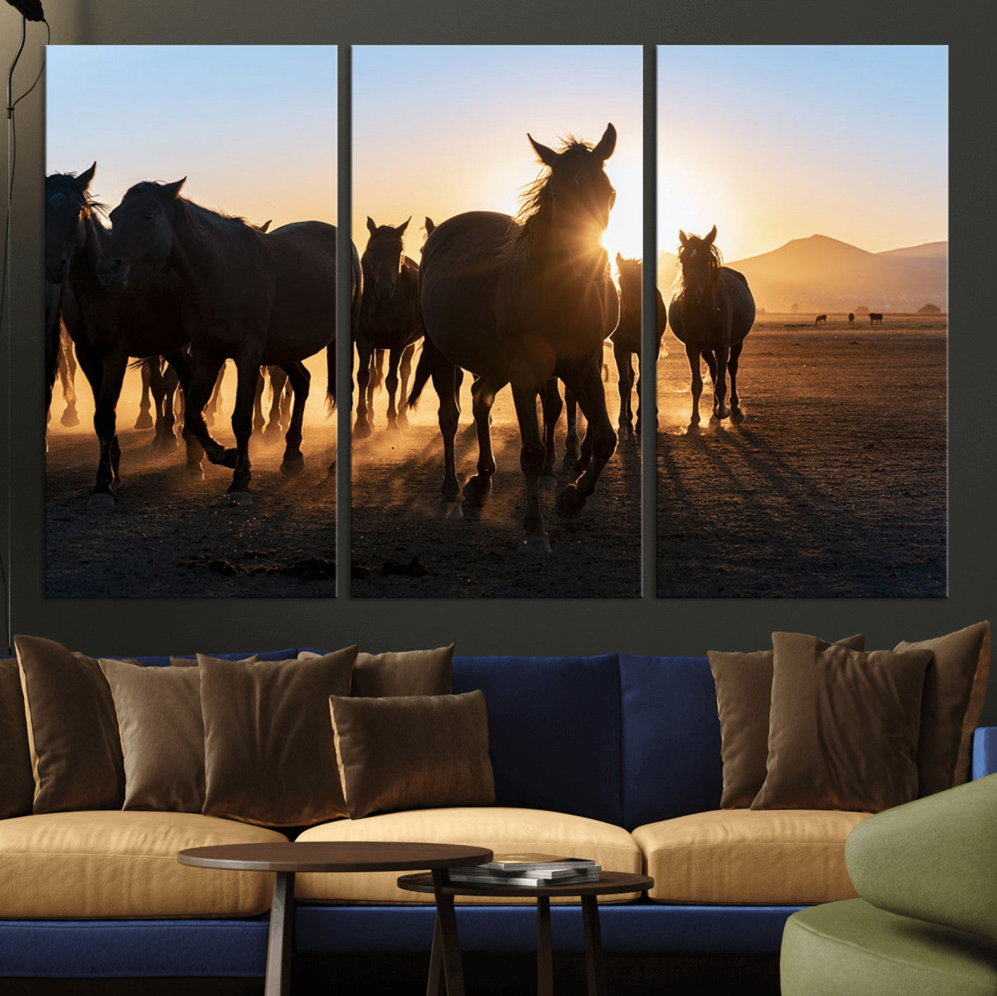 -Horse Herd Wall Art Animal Canvas Print