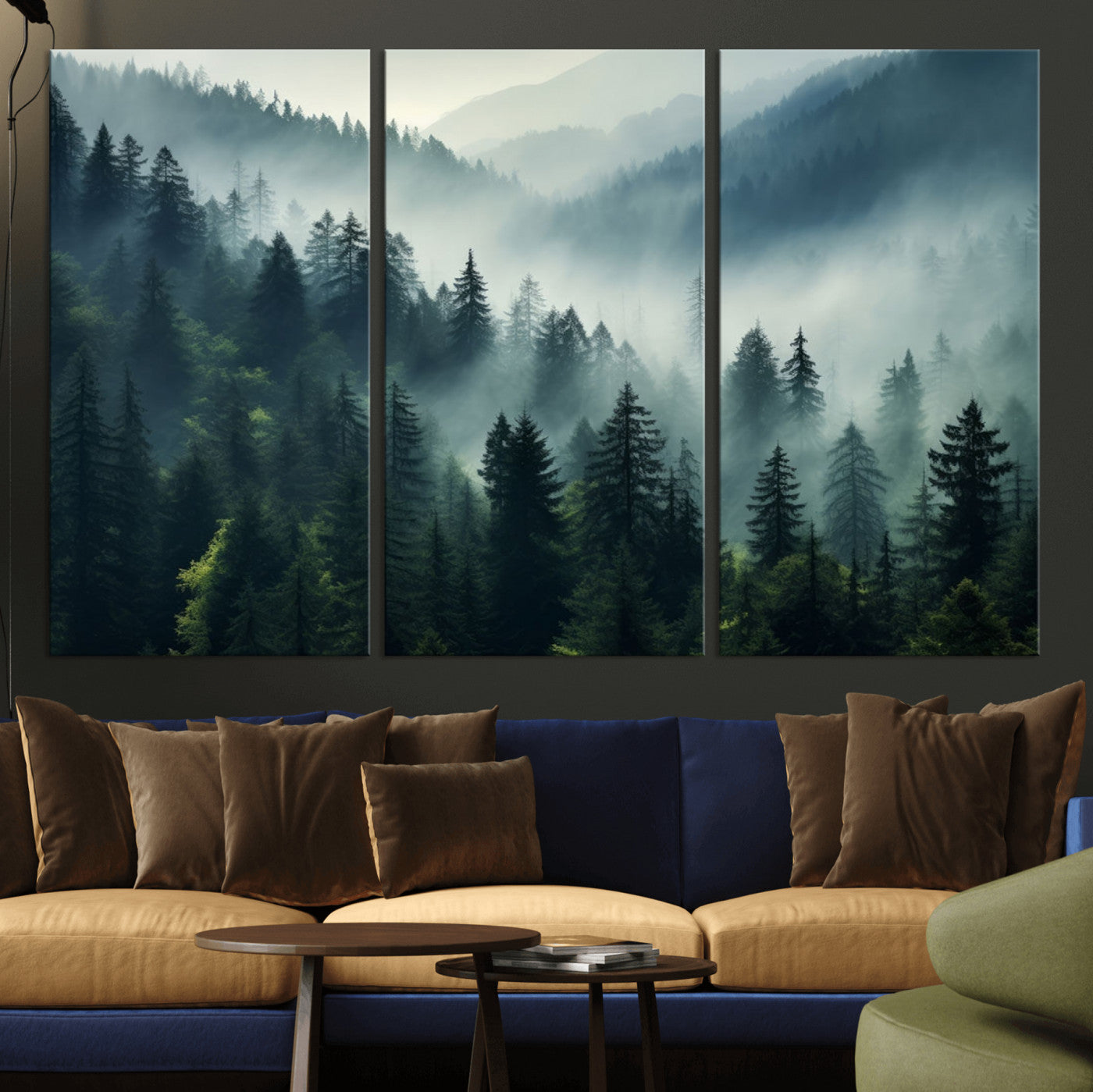 17687-MGV-CV-36X24-Captivating Misty Forest Wall Art Premium Canvas Print a Foggy and Serene Atmosphere Art