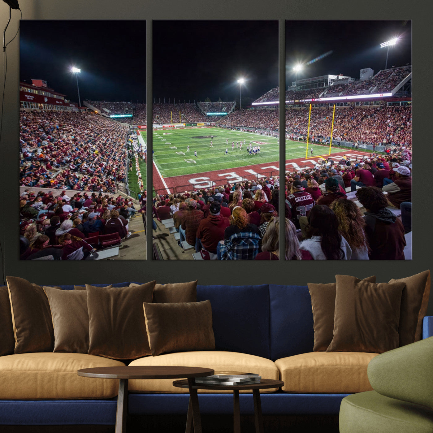 -American Football Wall Art Canvas Print Framed Stadium Sport Wall Art Print Iconic Game Day Decor for Home, Office