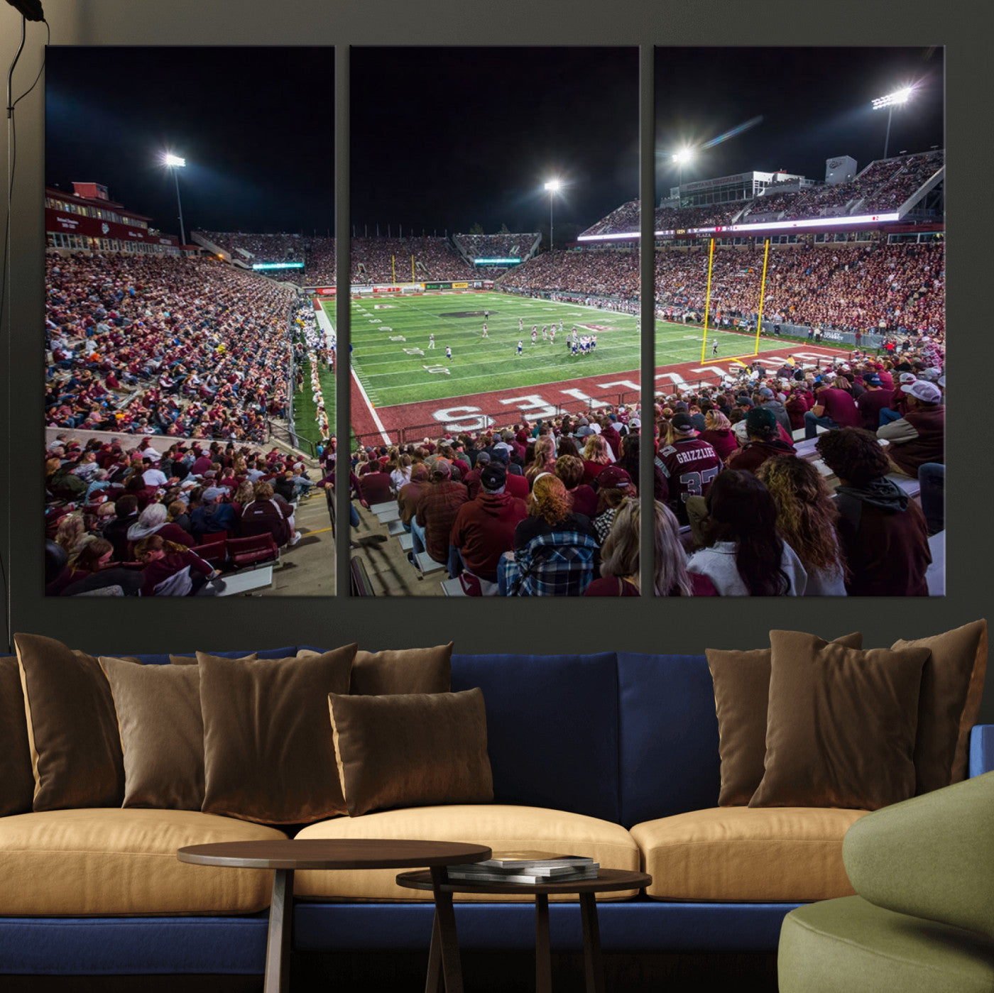 56191-MGV-CV-36X24-American Football Wall Art Canvas Print Framed Stadium Sport Wall Art Print Iconic Game Day Decor for Home, Office