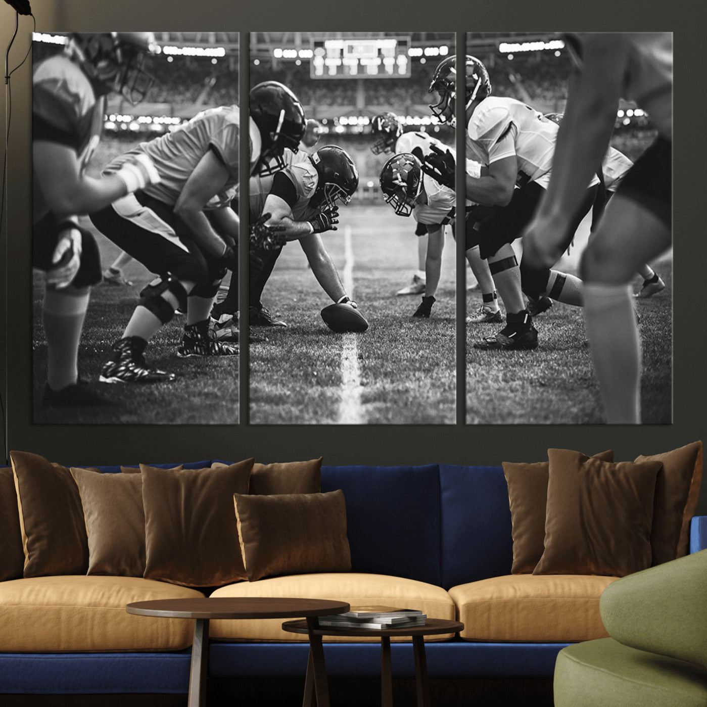 -American Football Wall Art Canvas Print Framed Stadium Sport Wall Art Iconic Game Day Decor for Home, Office