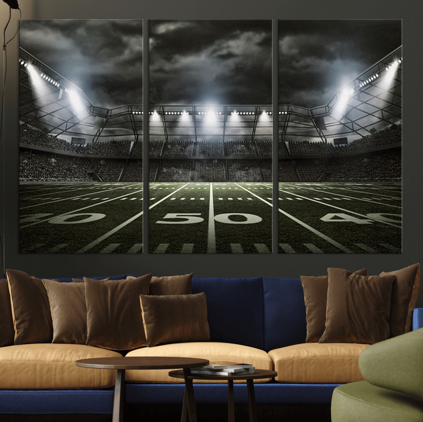 90107-MGV-CV-36X24-American Football Stadium Wall Art Canvas Print, Stadium Sport Wall Art Print