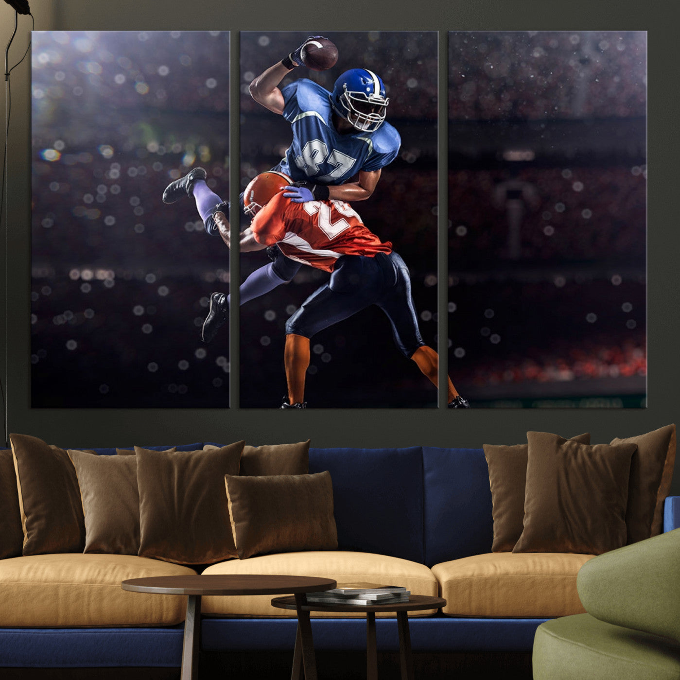 76491-MGV-CV-36X24-American Football Wall Art Canvas Print, Stadium Sport Wall Art Print