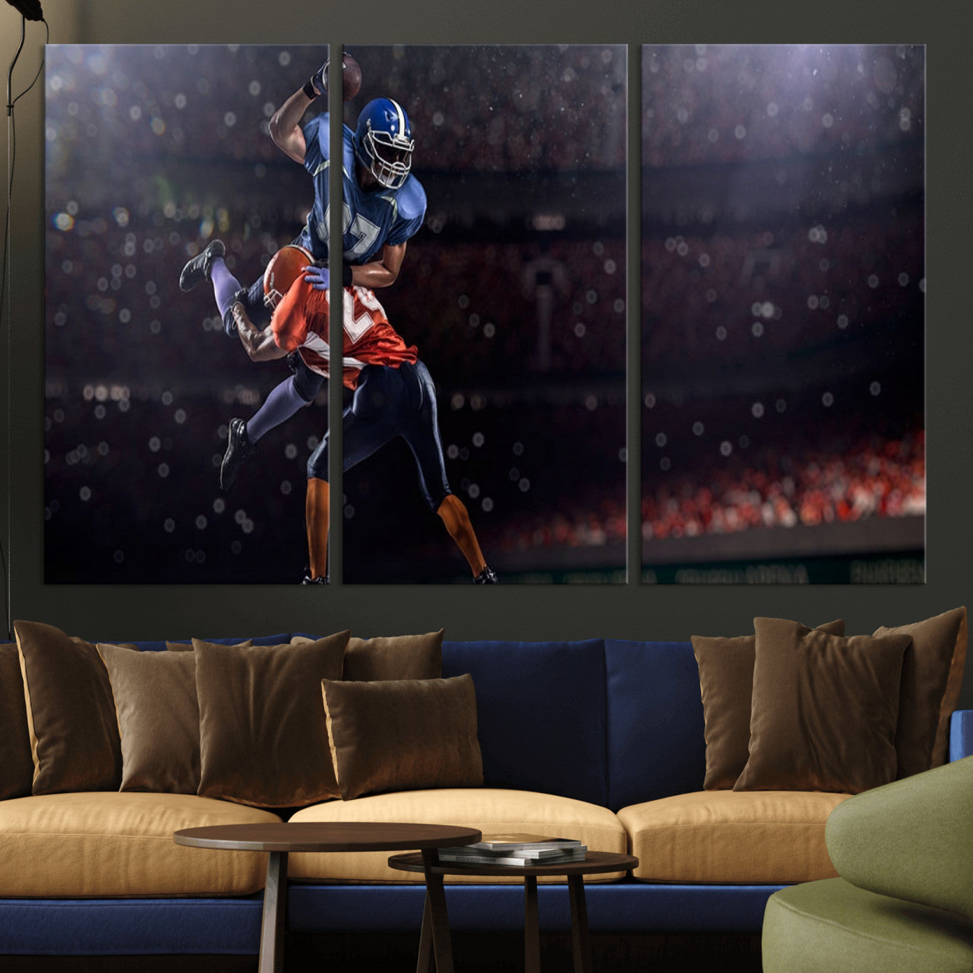 68009-MGV-CV-36X24-American Football Wall Art Canvas Print, Stadium Sport Wall Art Print