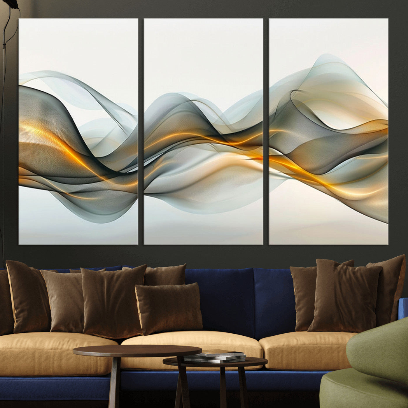 ES1001-MGV-CV-36X24-Abstract Wave Canvas Wall Art – Fluid Contemporary Elegance in Motion – Ready to Hang