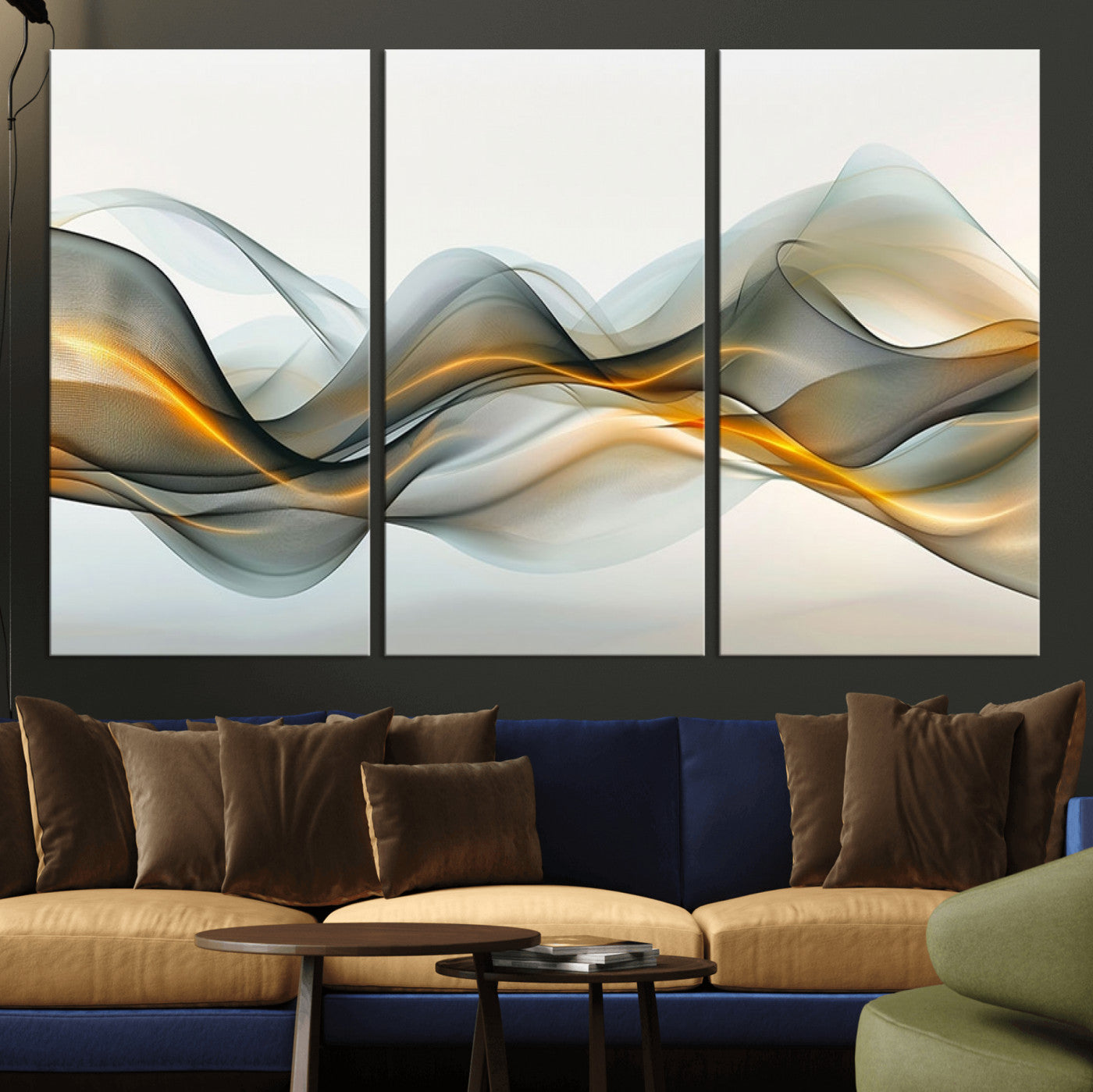ES1001-MGV-CV-36X24-Abstract Wave Canvas Wall Art – Fluid Contemporary Elegance in Motion – Ready to Hang