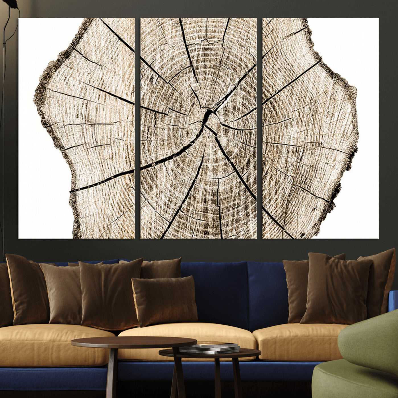 12450-MGV-CV-36X24-Abstract Wood Tree Ring Wall Art - Ready to Hang Minimalist Wooden Design for Rustic & Contemporary