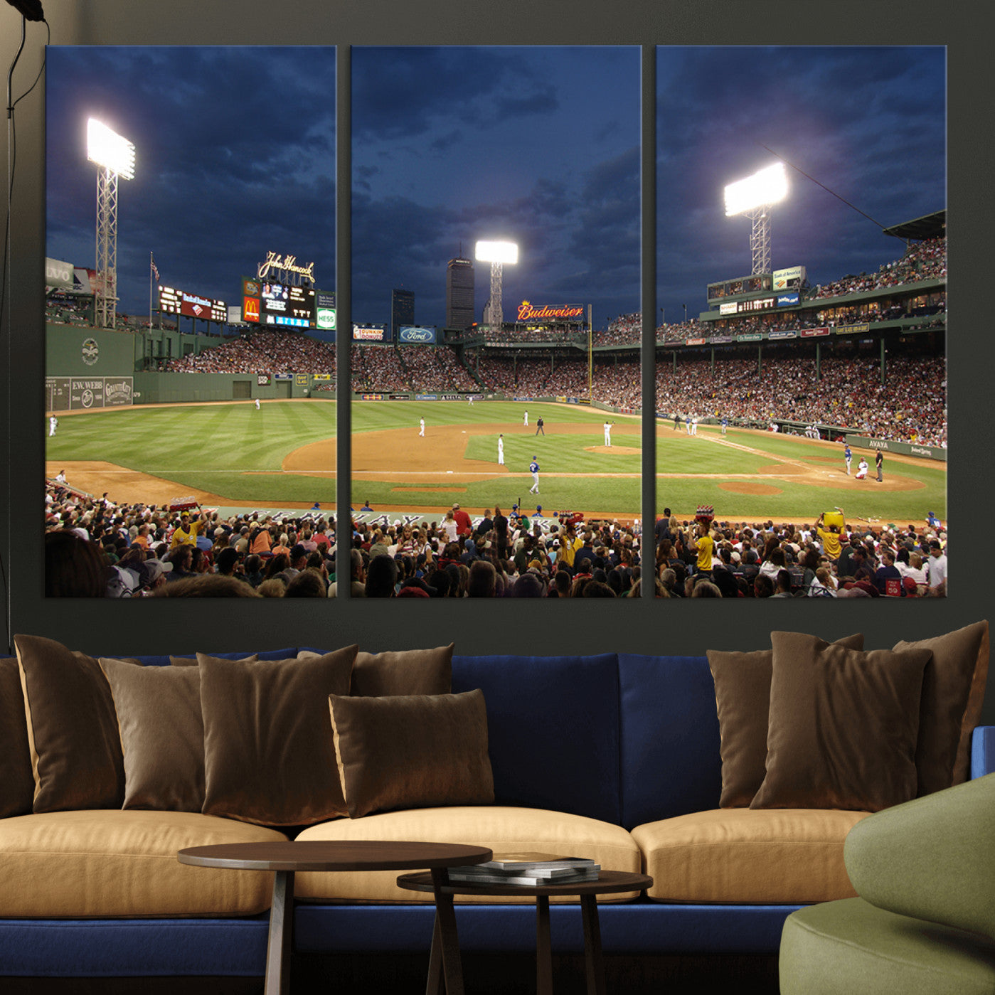 85099-MGV-CV-36X24-Boston Red Sox Baseball Team Print Canvas - Massachusetts Fenway Park Stadium Wall Art Canvas Print
