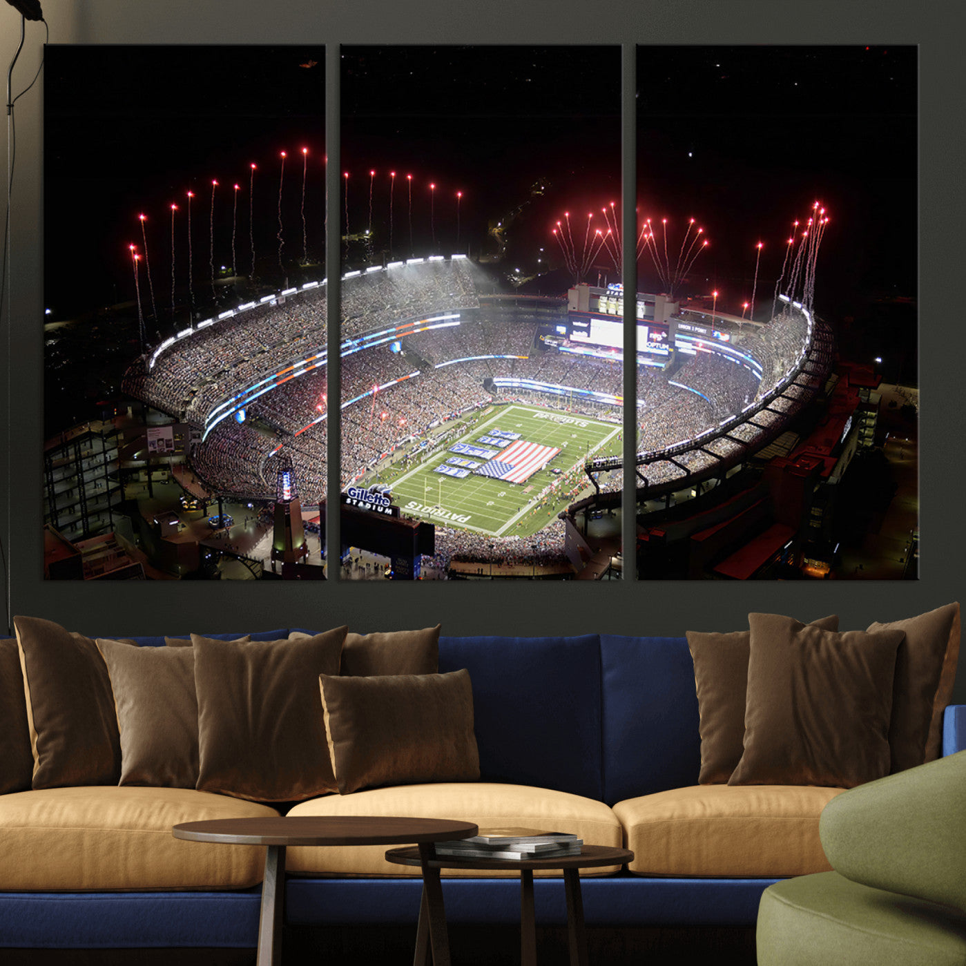 89988-MGV-CV-36X24-New England Patriots Team Print Wall Art- Foxborough Gillette Stadium Wall Art Canvas Print