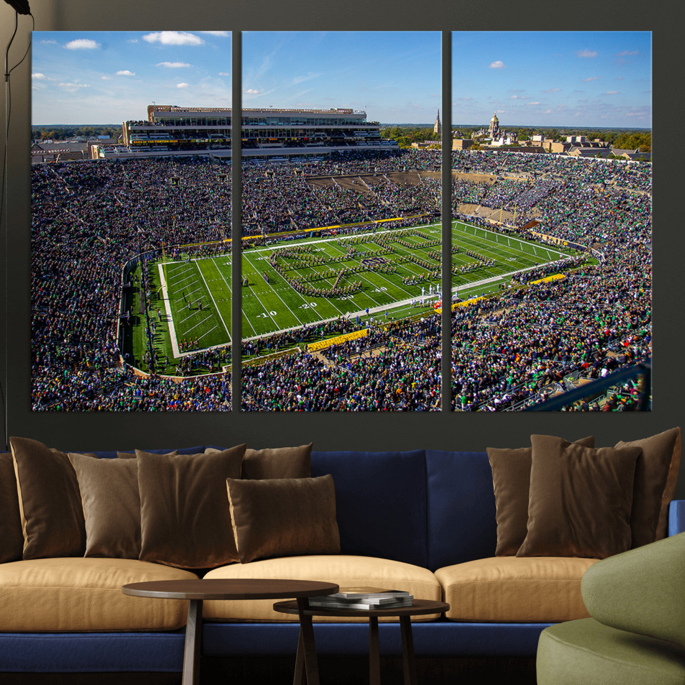-Notre Dame Fighting Irish Football Team Print - Notre Dame Stadium Wall Art Canvas Print
