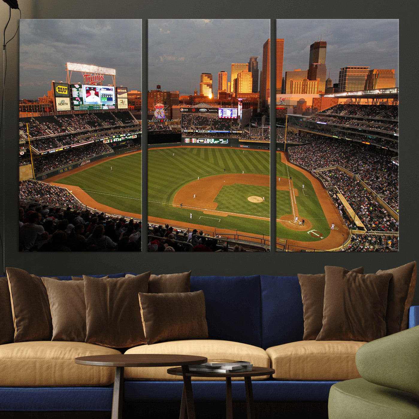 99822-MGV-CV-36X24-Minnesota Twins Baseball Team Print - Minneapolis Target Field Stadium Wall Art Canvas Print