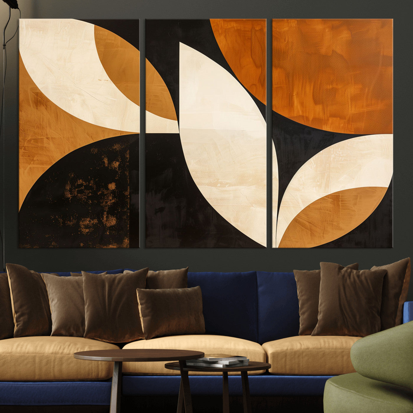 21251-MGV-CV-36X24-Geometric Abstract Wall Art Canvas Print, Mid Century Modern Wall Art Print