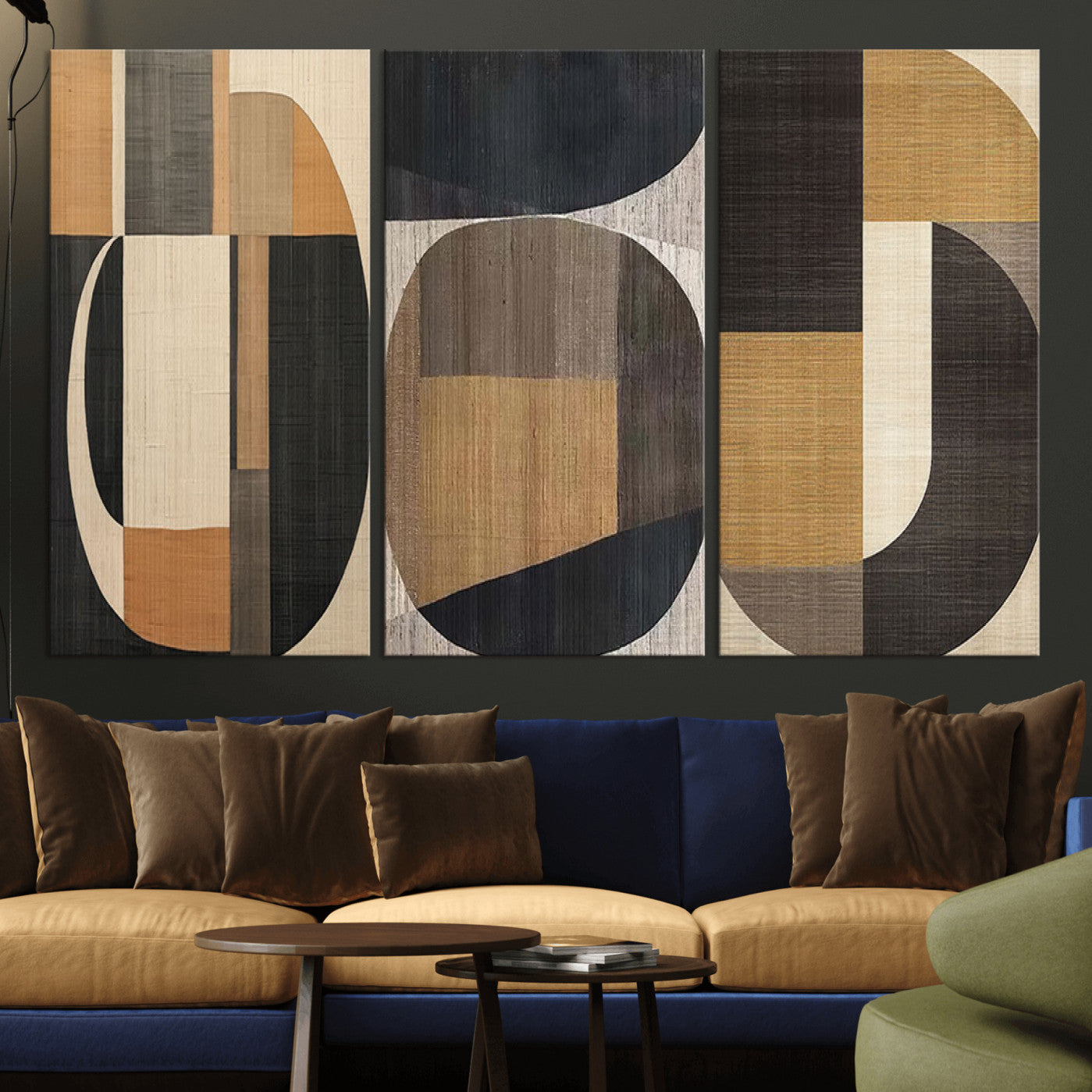 84035-MGV-CV-36X24-Modern Brown Wabi Sabi Wall Art Canvas Print Set – Framed Minimalist Abstract Artwork for Home, Office Decor