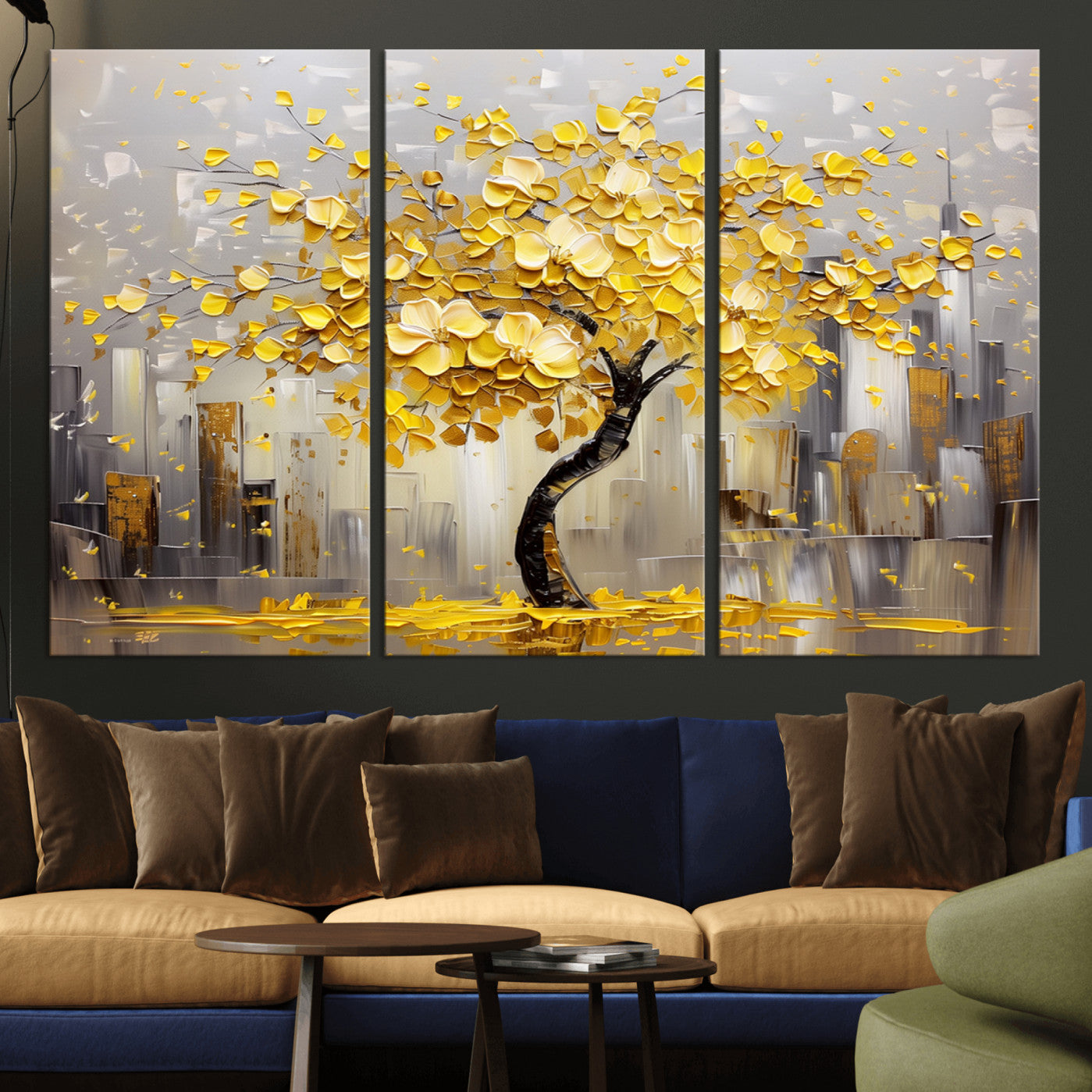 45538-MGV-CV-36X24-Golden Tree Canvas Print | Abstract Wall Art for Modern Homes | Ready to Hang Framed Artwork