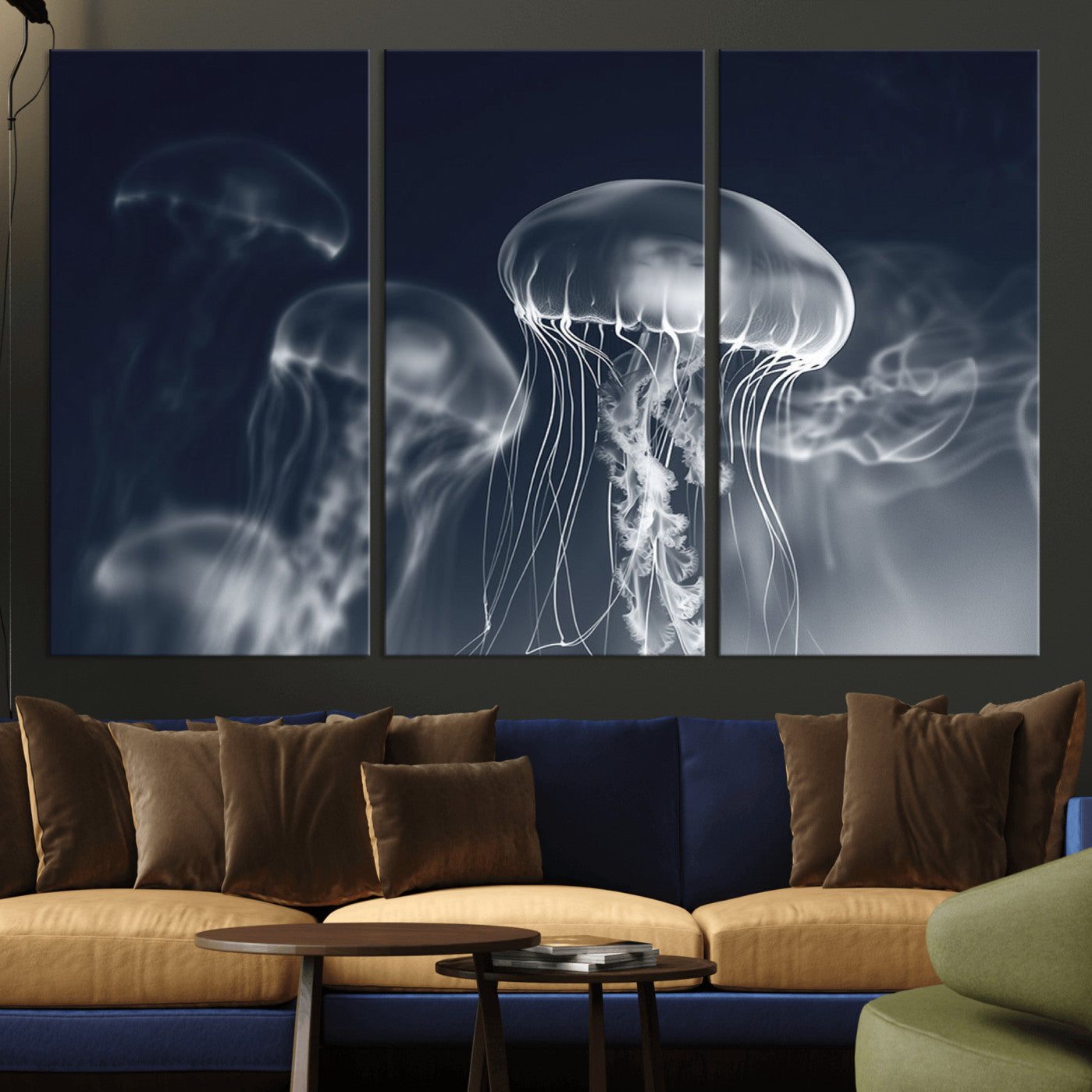 -Jellyfish Wall Art Canvas Print, Modern Abstract Jellyfish Wall Decor