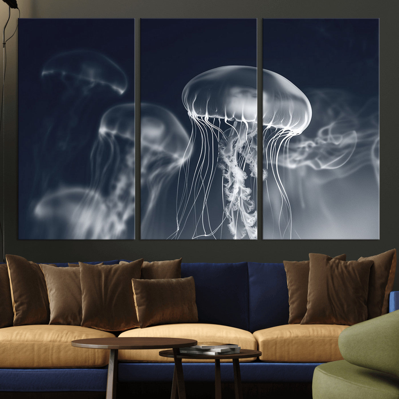 79301-MGV-CV-36X24-Jellyfish Wall Art Canvas Print, Modern Abstract Jellyfish Wall Decor