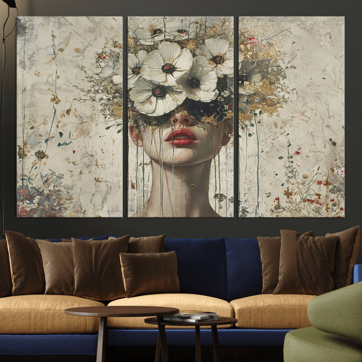 72759-MGV-CV-36X24-Abstract Floral Women Patel Wall Art Canvas Print