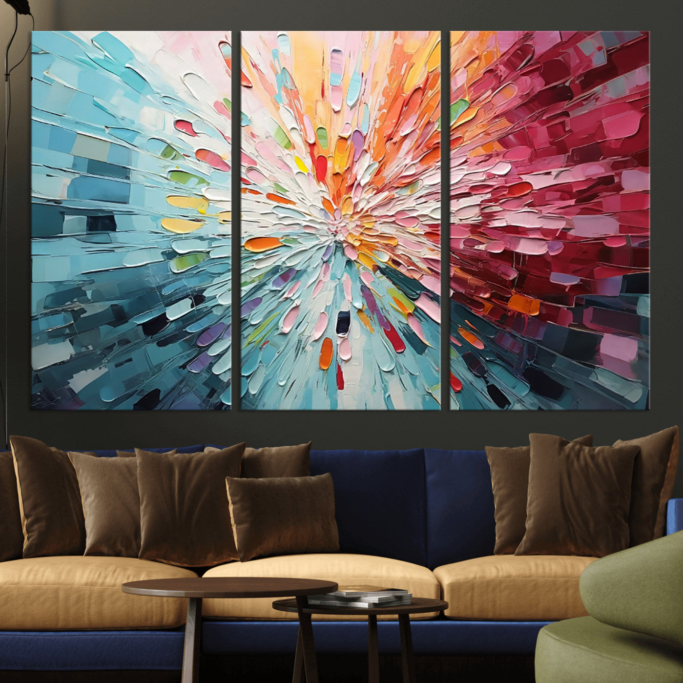 47065-MGV-CV-36X24-Radiant Bloom Abstract Floral Wall Art Canvas Print - Colorful Burst - Modern Living Room Decor -