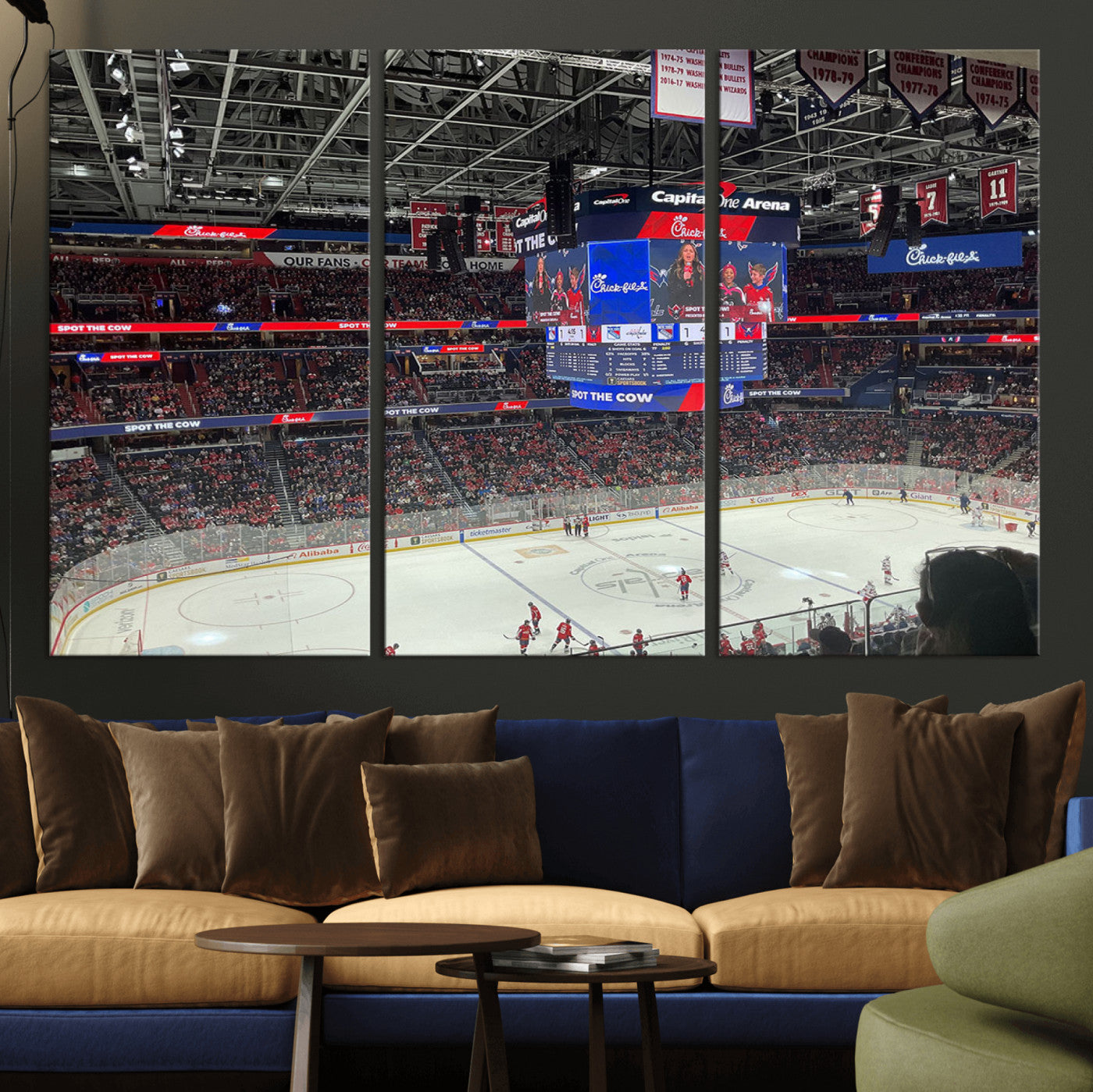 71287-MGV-CV-36X24-Washington Capitols New York Rangers Ice Hockey Game Stadium Wall Art Canvas Print