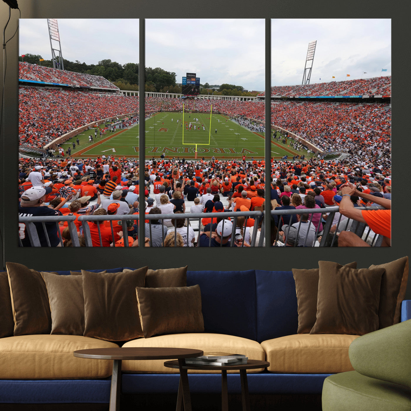 63606-MGV-CV-36X24 - Virginia Cavaliers Football Team Print - Charlottesville Scott Stadium Print Wall Art Canvas