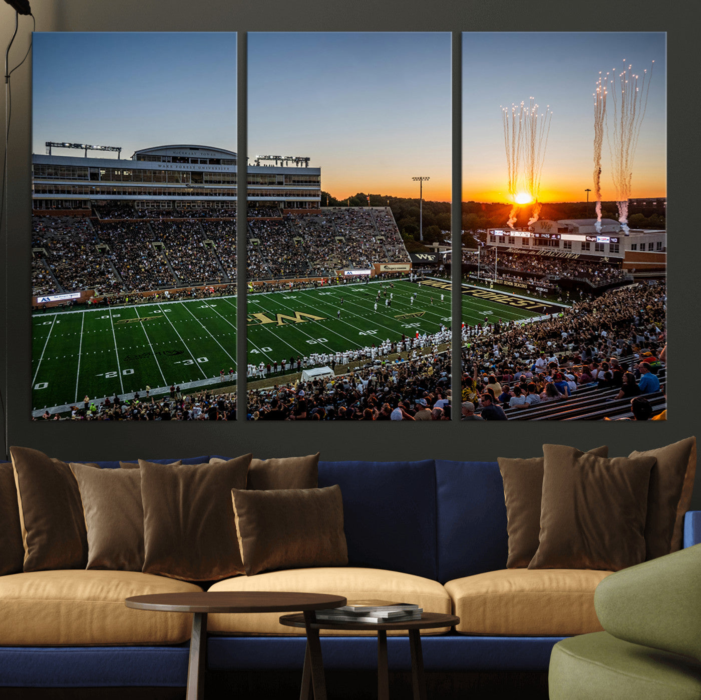 29253-MGV-CV-36X24-Demon Deacons Football Team Print Canvas- Winston-Salem Allegacy Federal Credit Union Stadium Wall
