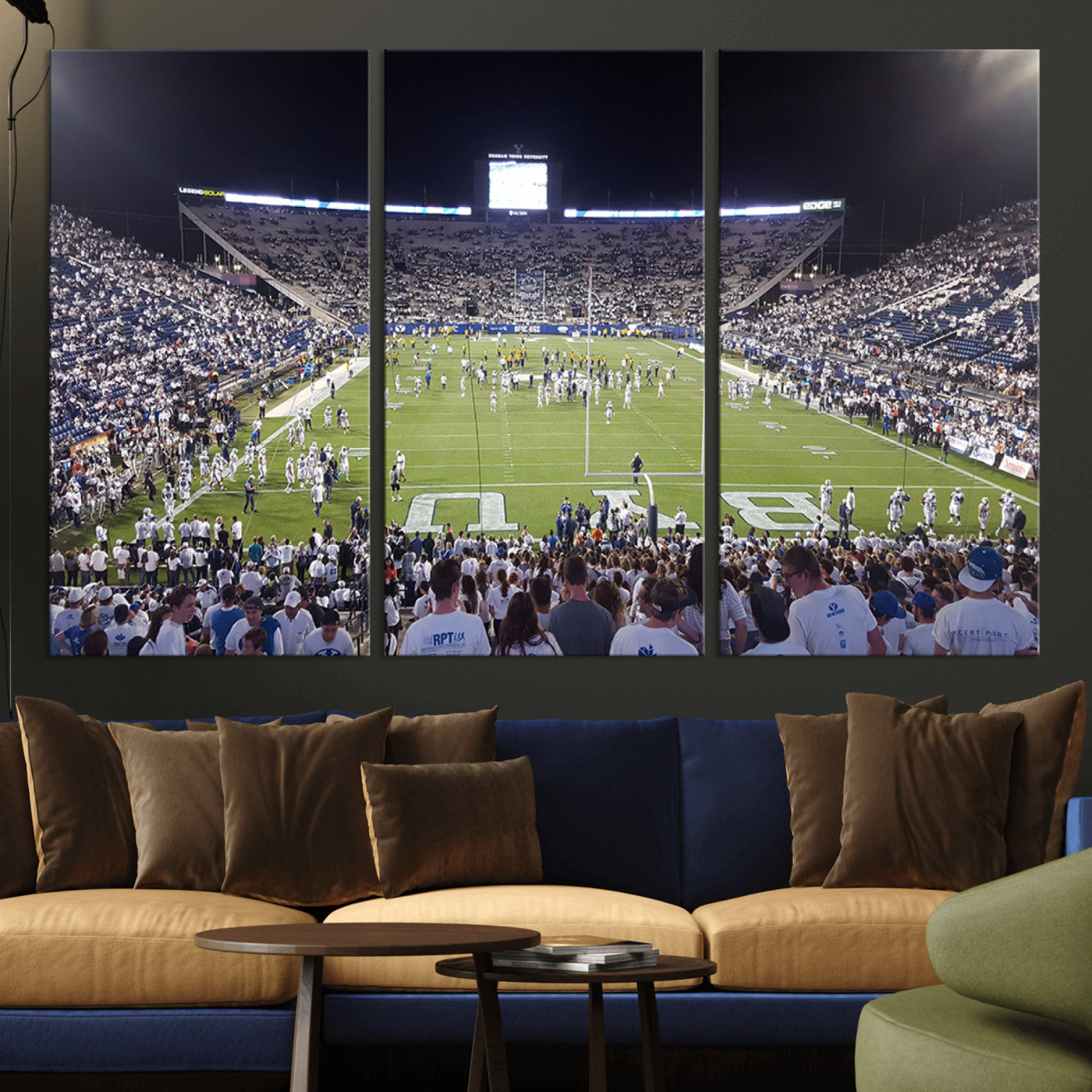 -Brigham Young University Cougars Football Print Canvas - Provo LaVell Edwards Stadium Wall Art