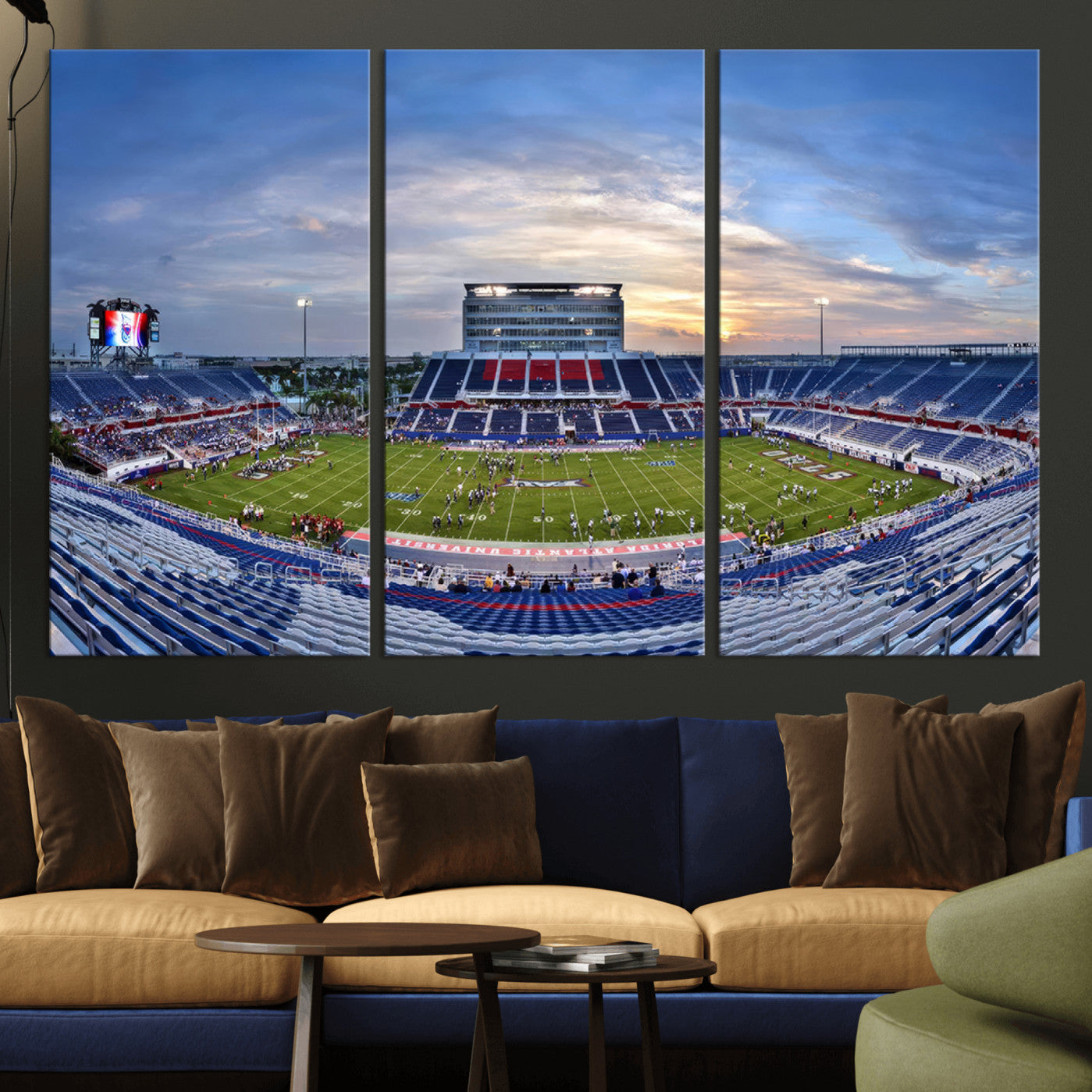 -Florida Atlantic University Owls Football Team Print - Boca Raton FAU Stadium Wall Art Canvas Print