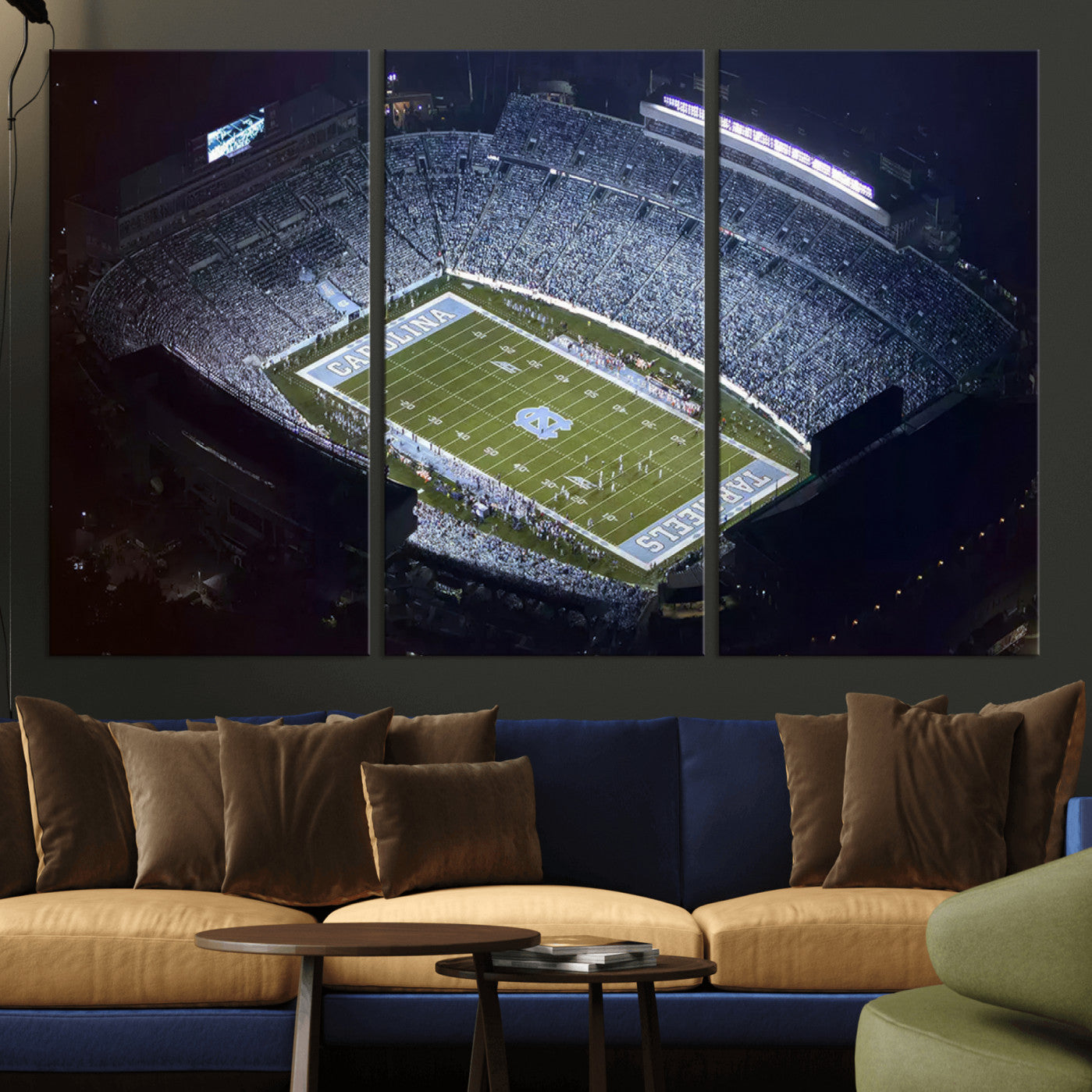 88375-MGV-CV-36X24-University of North Carolina Tar Heels Football Team Print - Chapel Hill Kenan Memorial Stadium