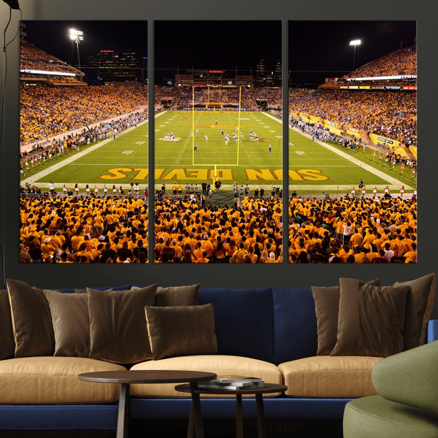 -ASU Sun Devils Football Team Print - Phoenix Mountain America Stadium Wall Art Canvas Print