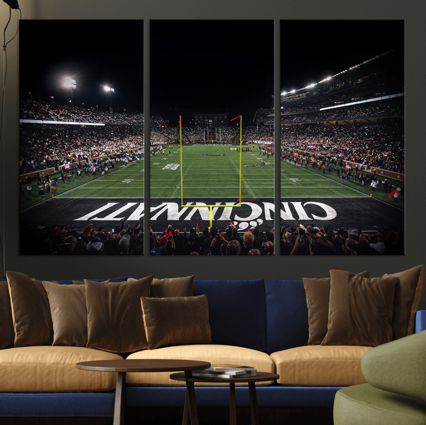 28212-MGV-CV-36X24-Cincinnati Bearcats Football Team Print - Nippert Stadium Wall Art Canvas Print