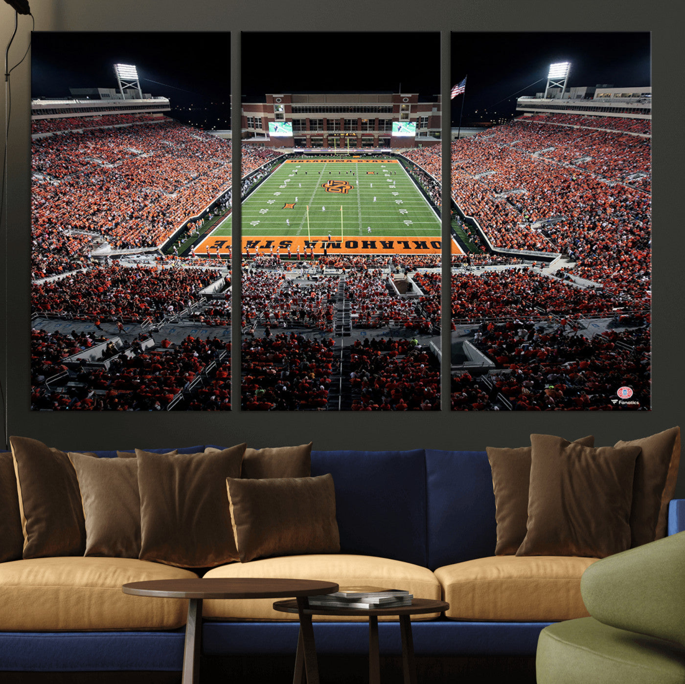 81675-MGV-CV-36X24-Boone Pickens Stadium Wall Art Oklahoma State Cowboys Print Framed Sports Canvas Art for Home, Office, Living Room