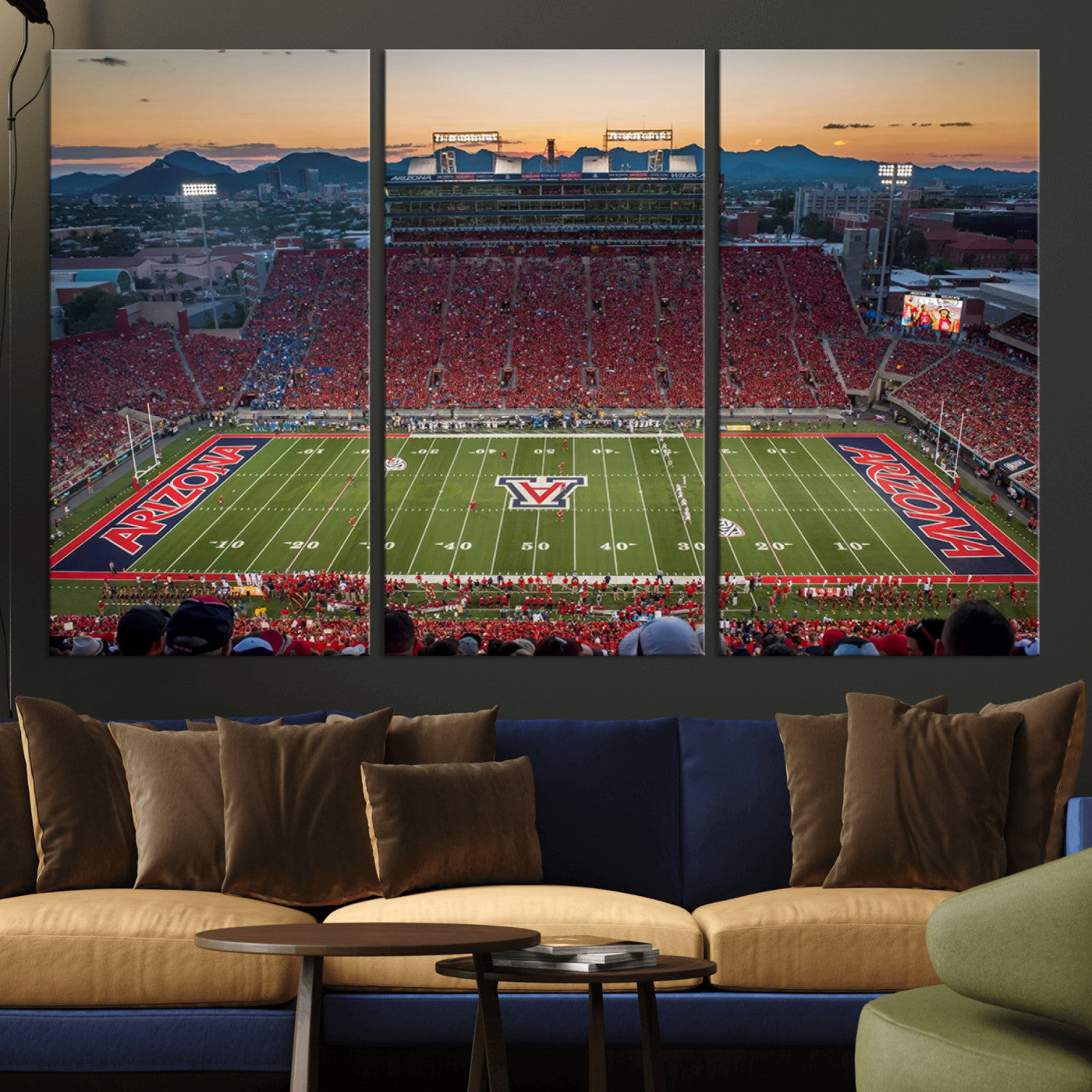 45563-MGV-CV-36X24-Arizona Wildcats Football Team Print - Tucson Arizona Stadium Wall Art Canvas Print