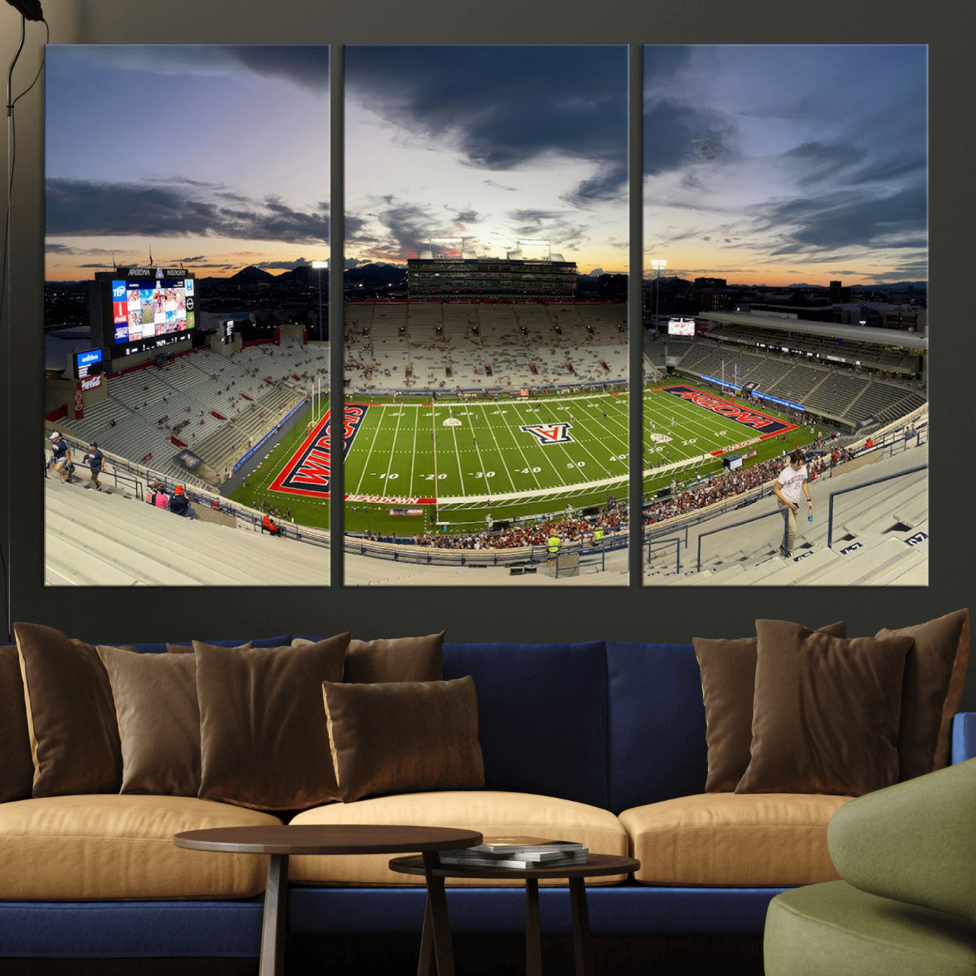 -Arizona Wildcats Football Team Print - Tucson Arizona Stadium Wall Art Canvas Print